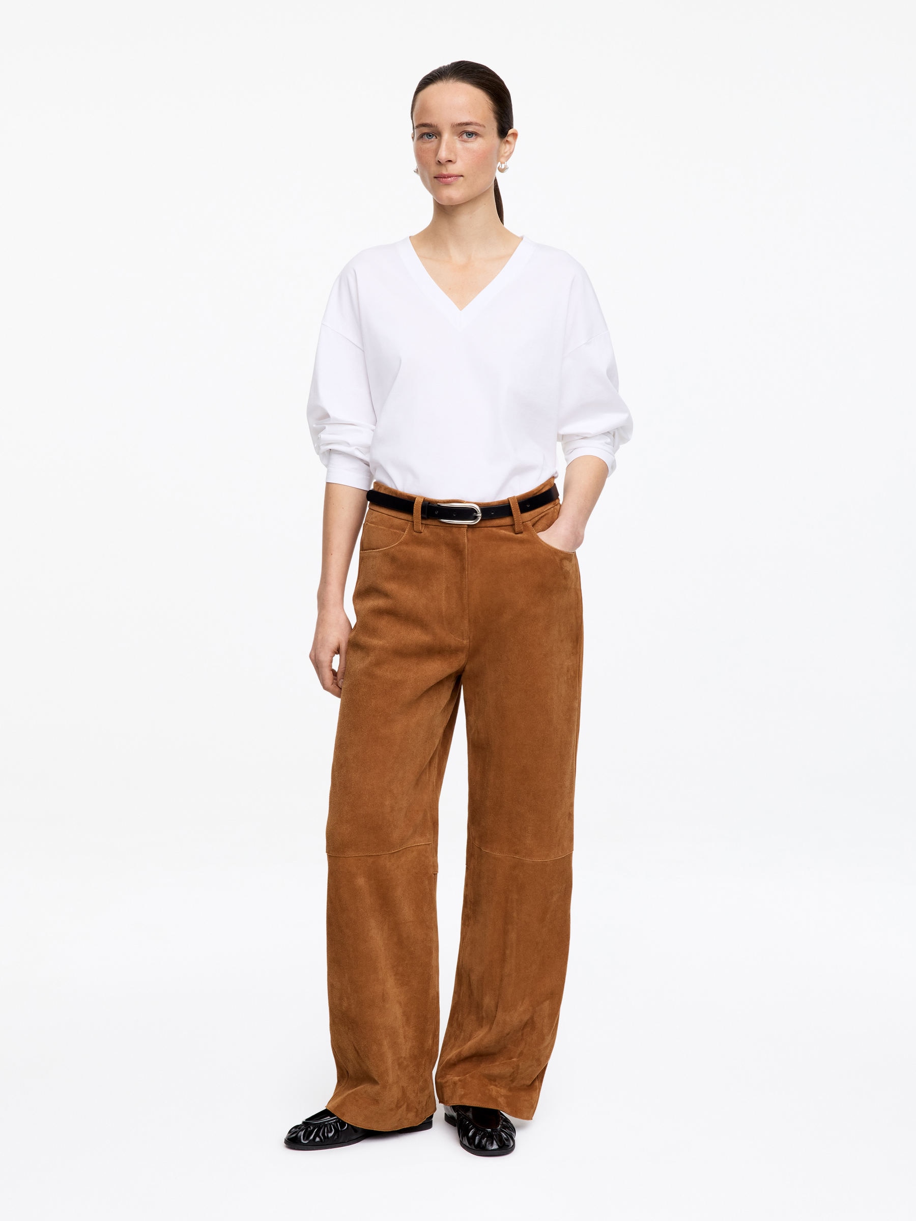 Relaxed Suede Trousers-#935B2B-16832