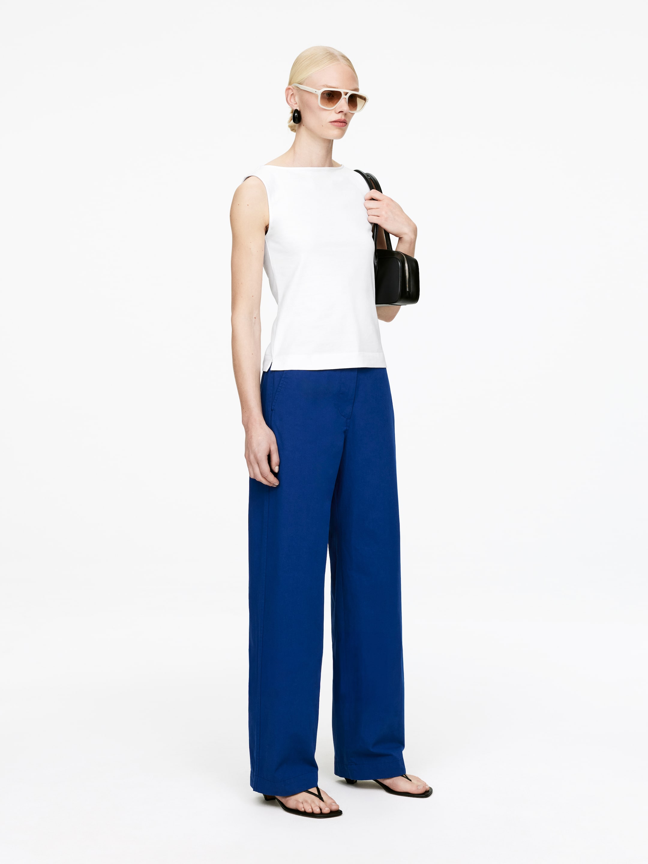 Προβολή μεγαλύτερης εικόνας: Cotton-Linen Chino Trousers - Μπλε - Ladies | H&M GR 4