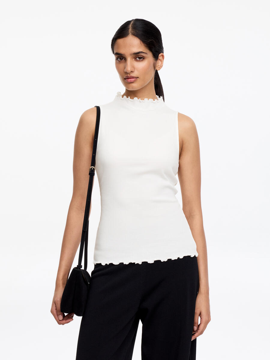 ARKET Women's  Mock-Neck Ribbed Top White,  size L