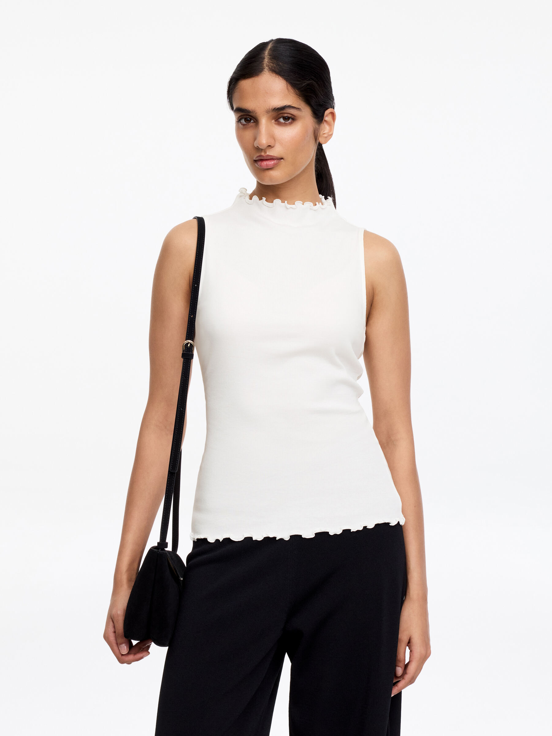 Mock-Neck Ribbed Top-#F4F3E9-18639