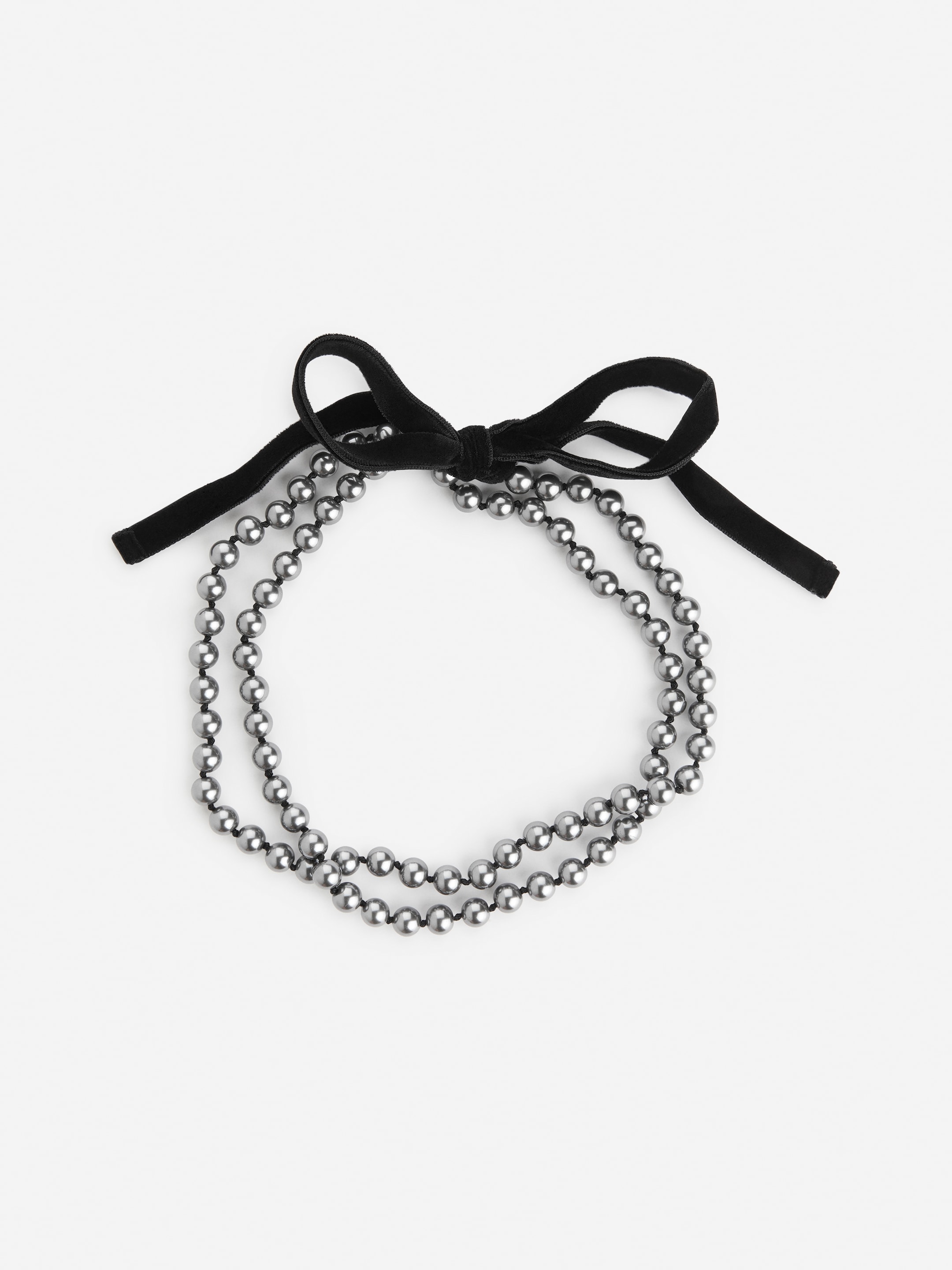Glass Bead Velvet Necklace - Dark Grey/Black - Women - StillMedia/DescriptiveStillLife - 2