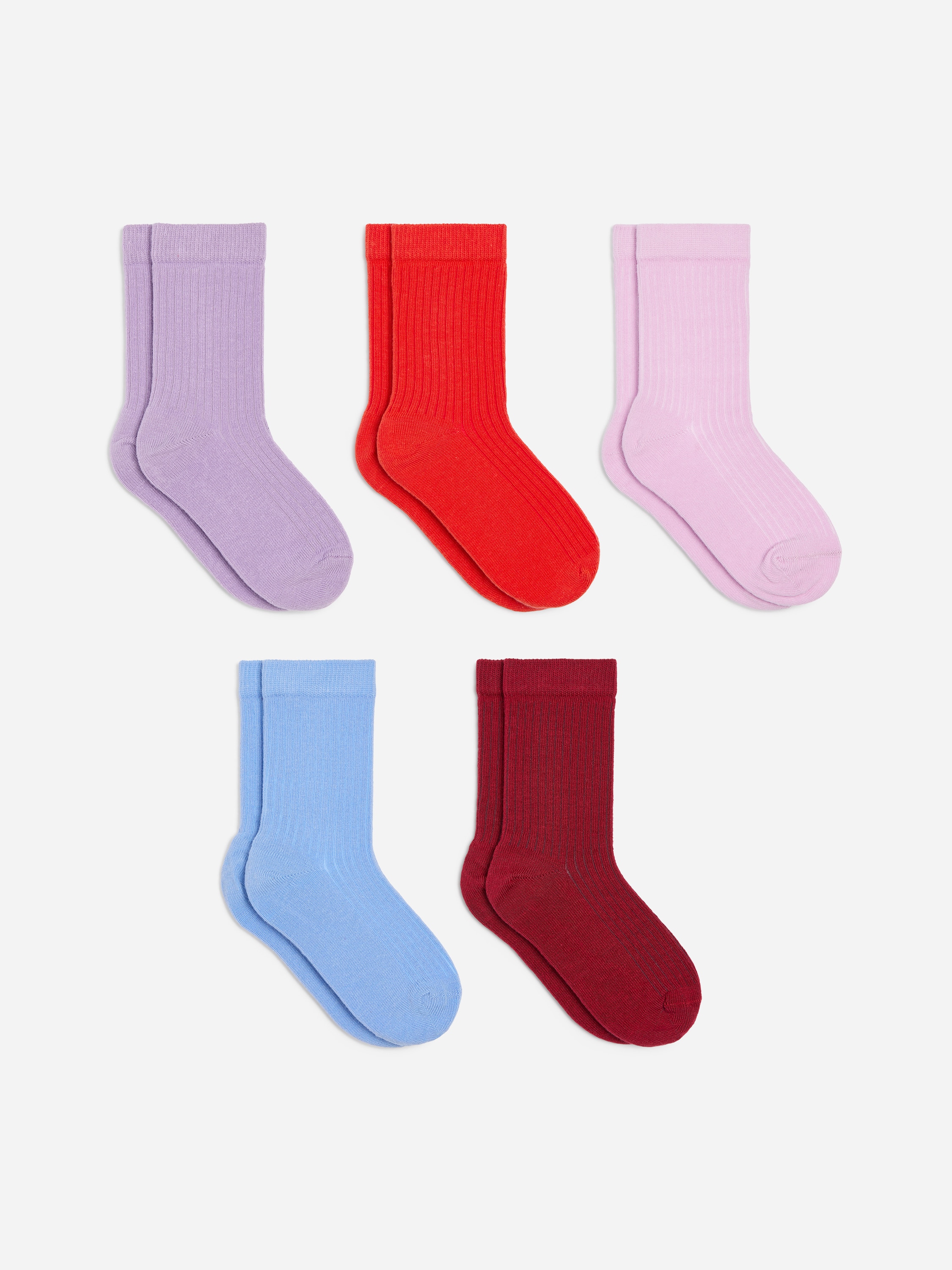Rippstricksocken, 5er-Pack - Mehrfarbig/Pfirsich/Mehrfarbig/Grün/Blau/Blau/mehrfarbig
