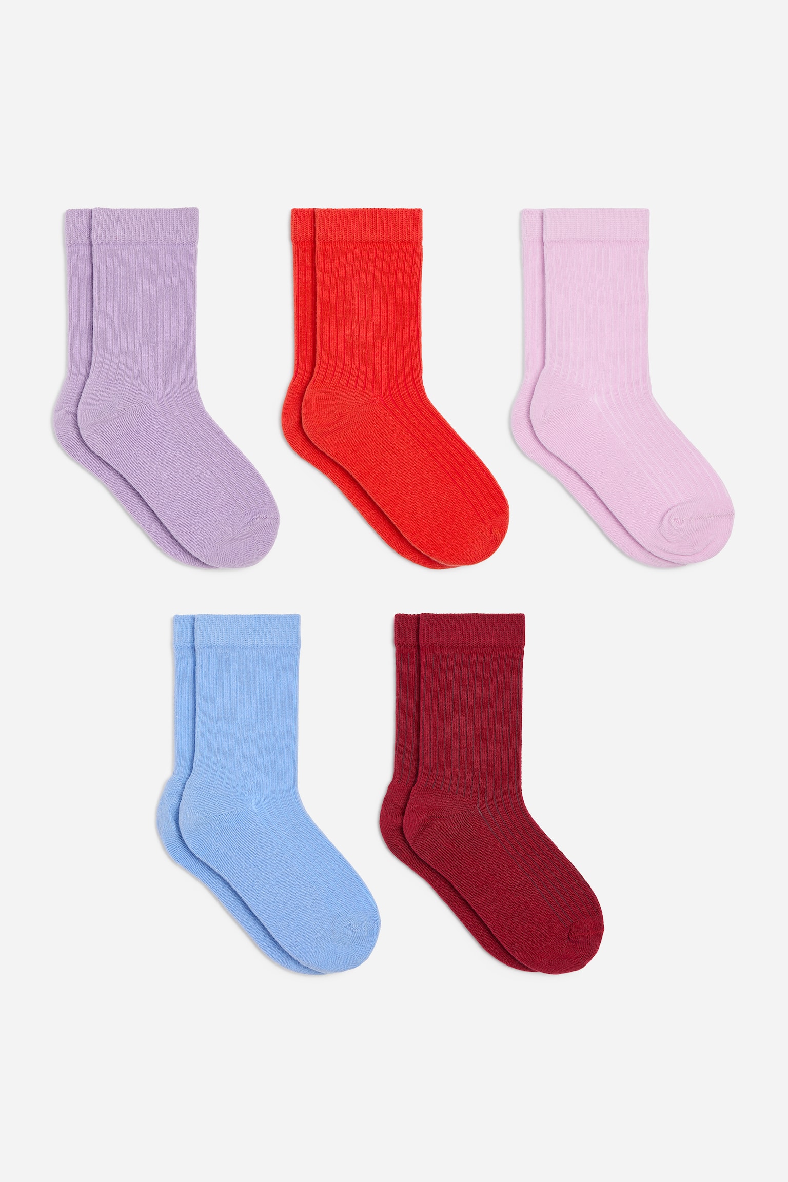Rippstricksocken, 5er-Pack - Mehrfarbig/Grün/Blau/Pfirsich/Mehrfarbig/Blau/Mehrfarbig - 1