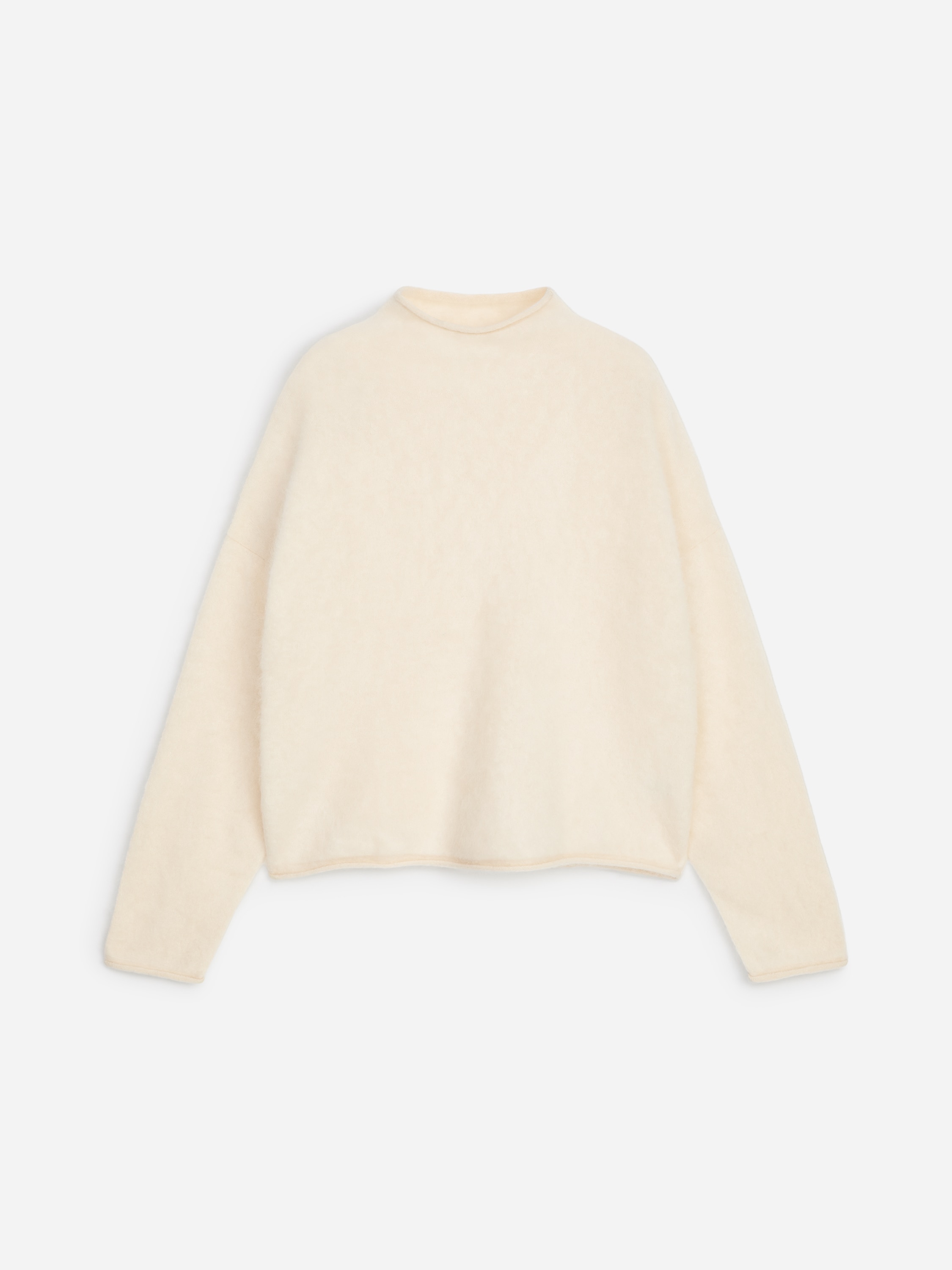 Genser i ren cashmere med rullekrage - Offwhite/grå