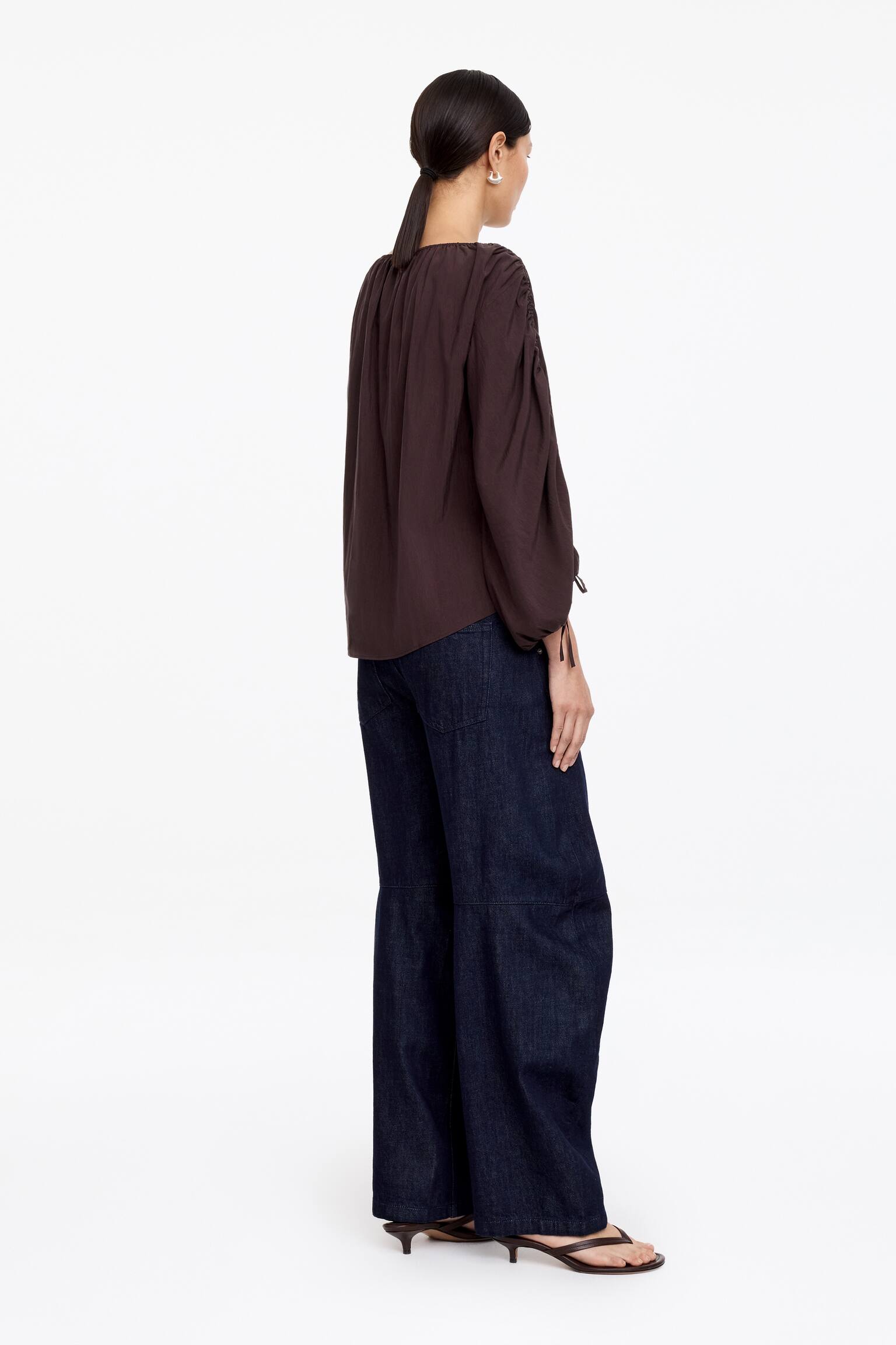 Rynket bluse - Brun/Beige - 3