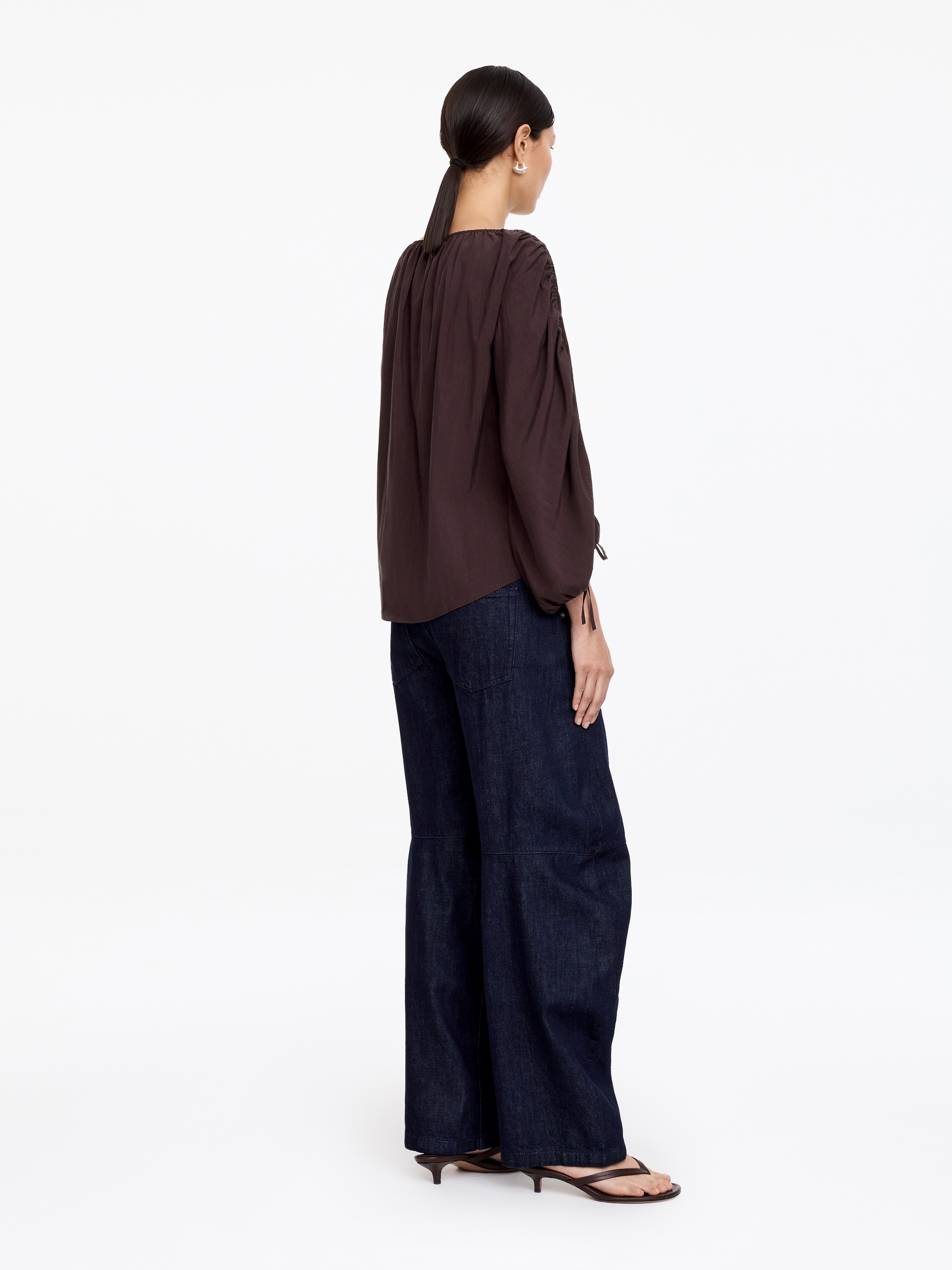 Gathered Blouse - Brown - Loose fit - Women - StillMedia/Lookbook - 2