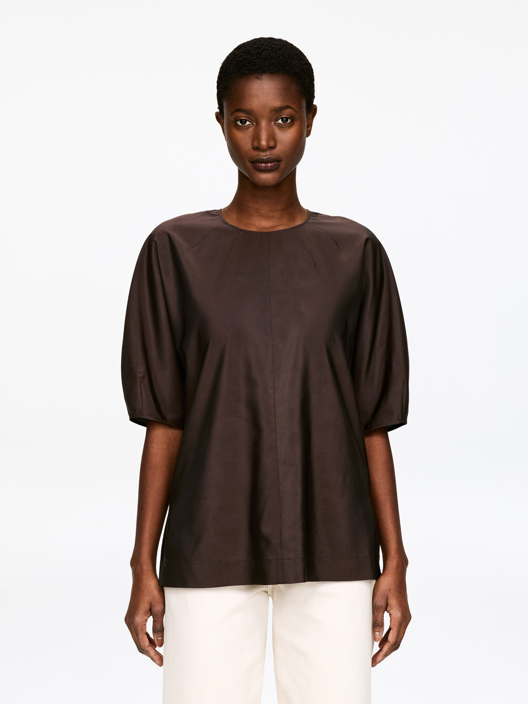 Silk-Blend Blouse-#3F3838-17827