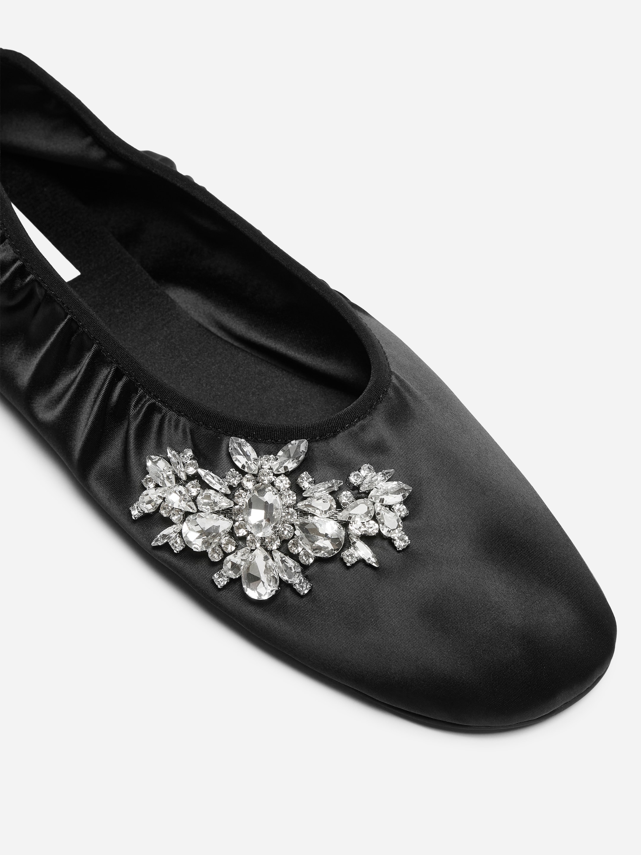 Glass-Beaded Satin Ballet Flats - Black - women - StillMedia/DescriptiveDetail - 1