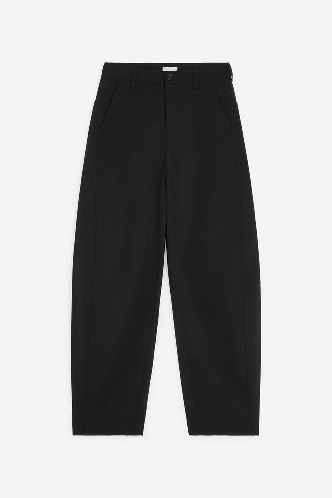 Barrel-Leg Wool-blend Trousers - Black - 1