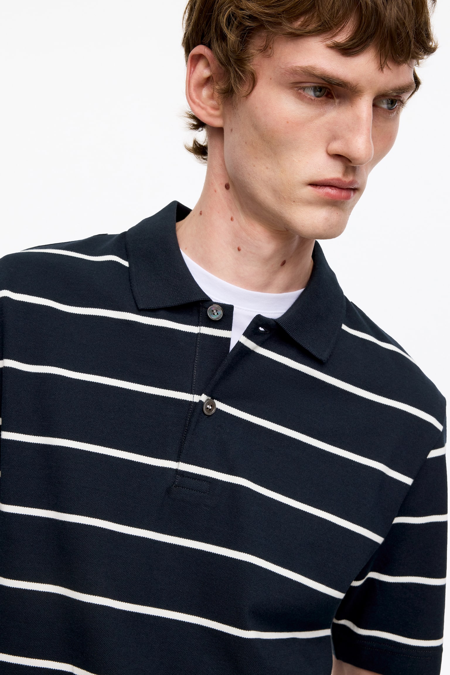 Polo in piqué-Blu scuro/Righe - 3