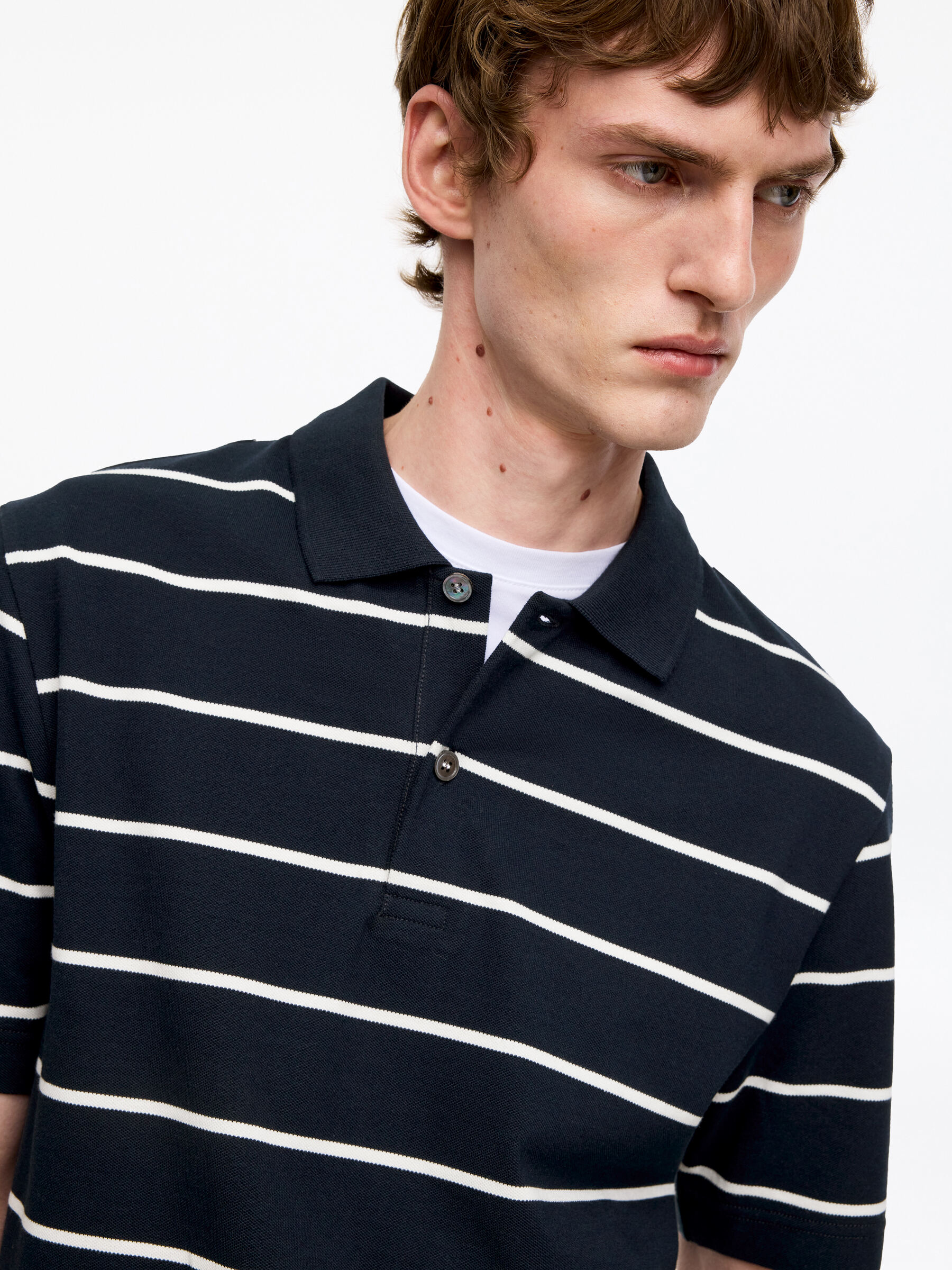Piqué Polo Shirt - Dark Blue/Striped - Regular fit - Men - StillMedia/Lookbook - 3