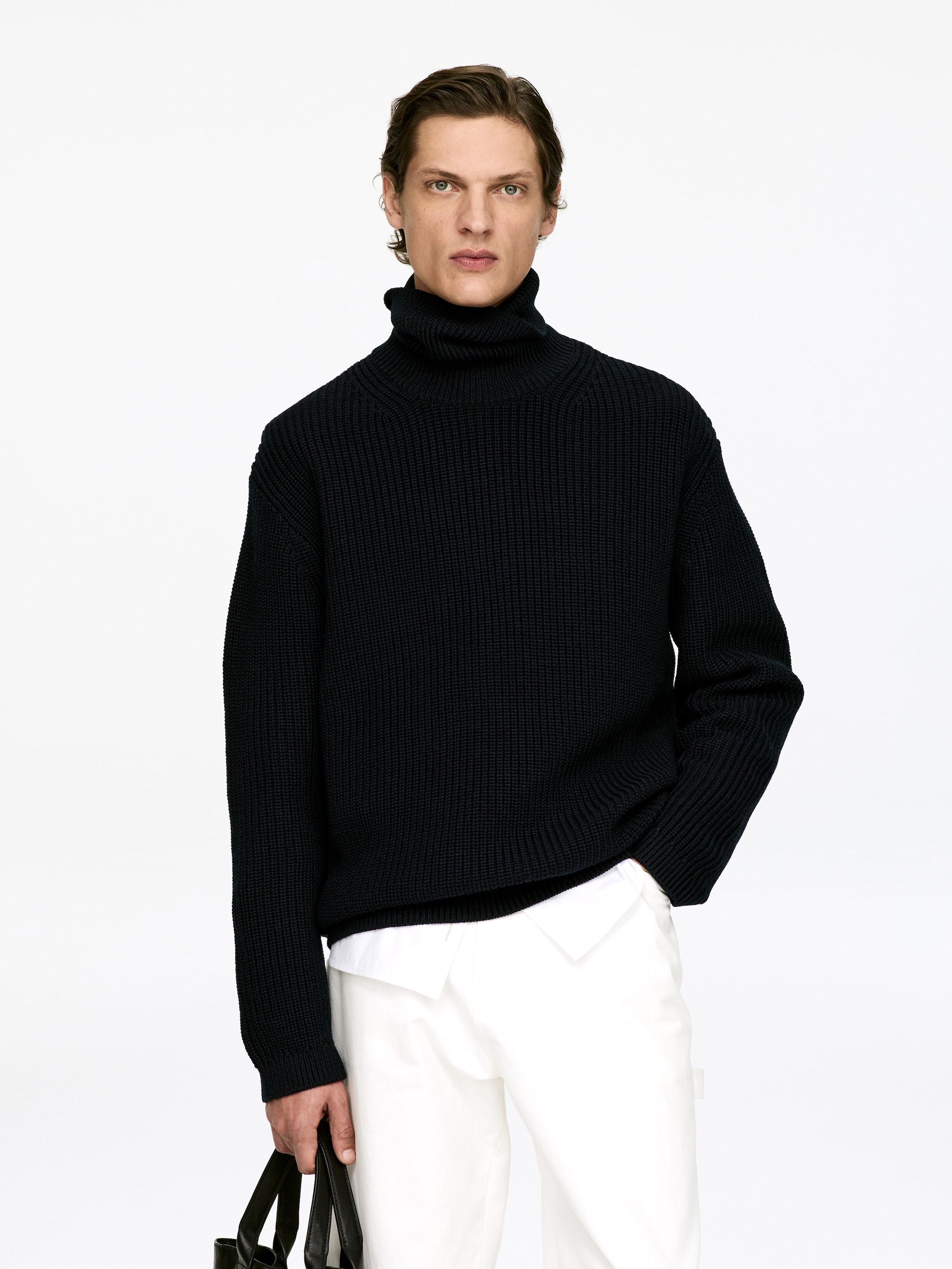 Visa större bild: Polotröja i ull - Mörkblå - HERR | H&M FI 1