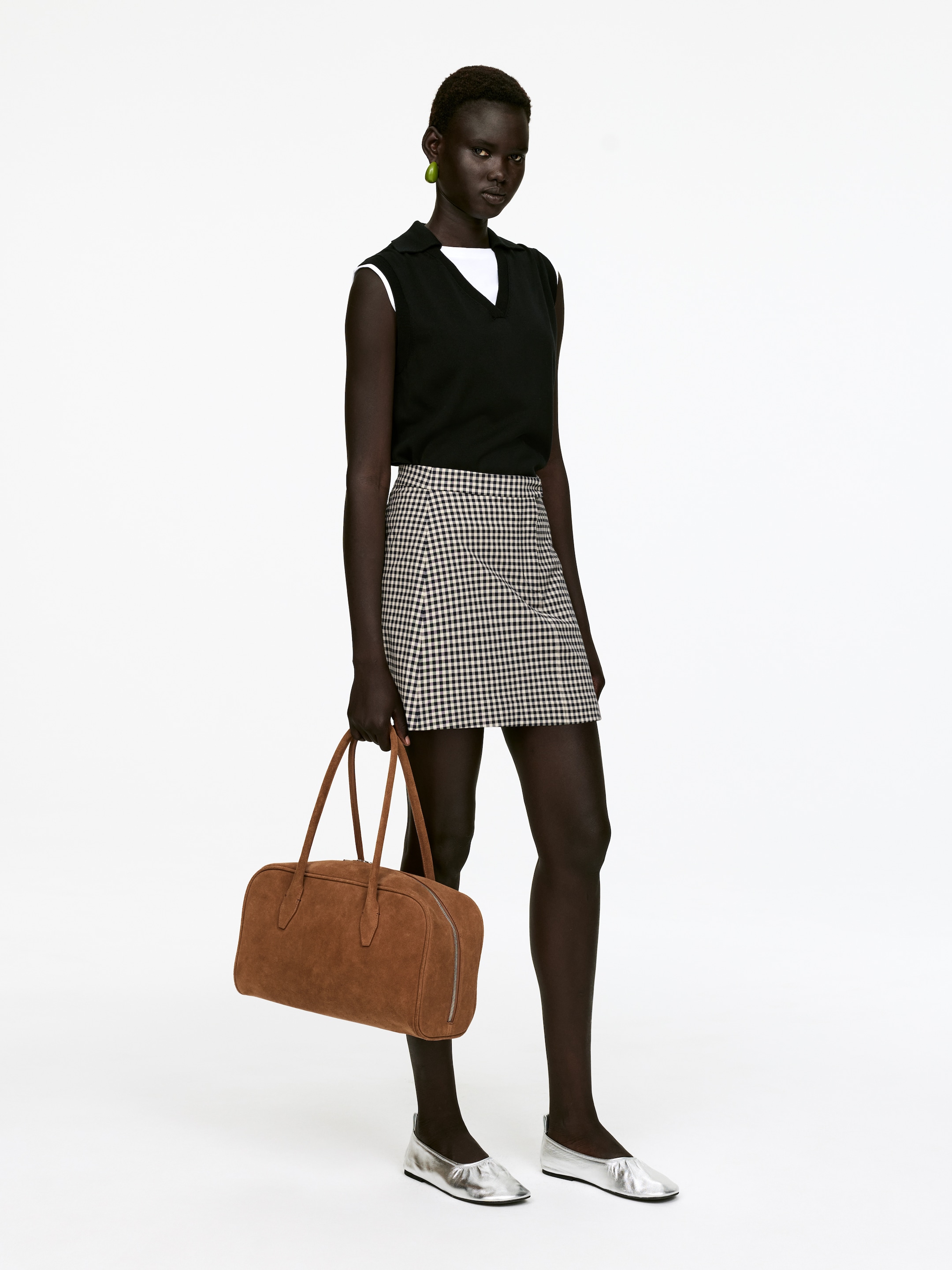 Se større billede: Gingham-mininederdel - Mørkeblå/beige - DAME | H&M DK 3