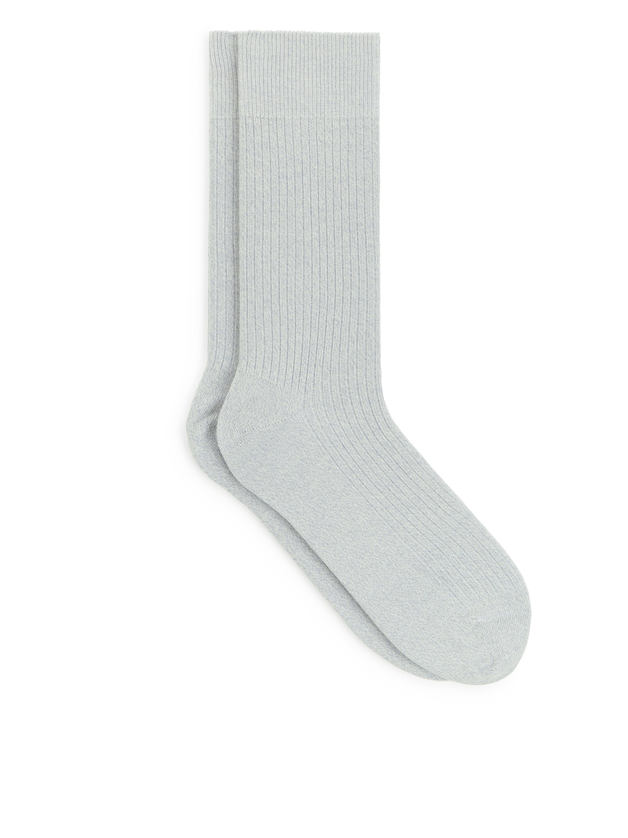 Ribbade strumpor i bomull - Duvblå/melerad - Regular fit - Men - StillMedia/DescriptiveStillLife - 1