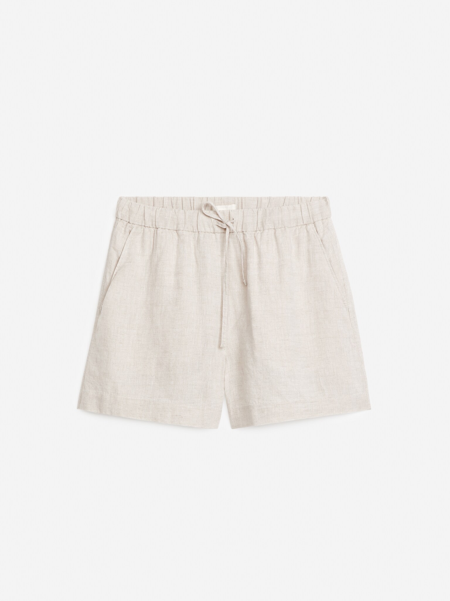 Shorts i linne - Beige/Svart