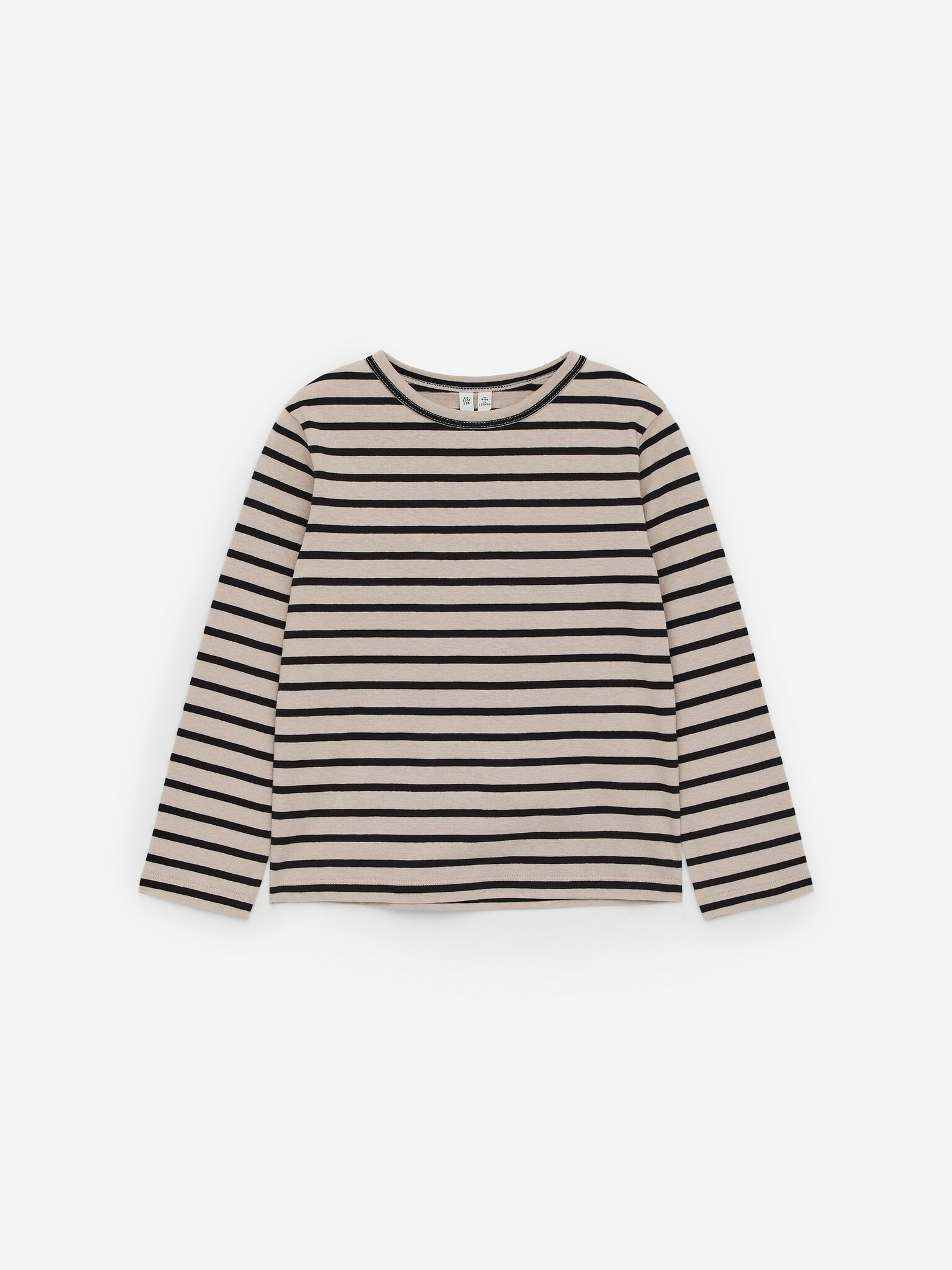 T-shirt à manches longues en coton - Beige/Noir