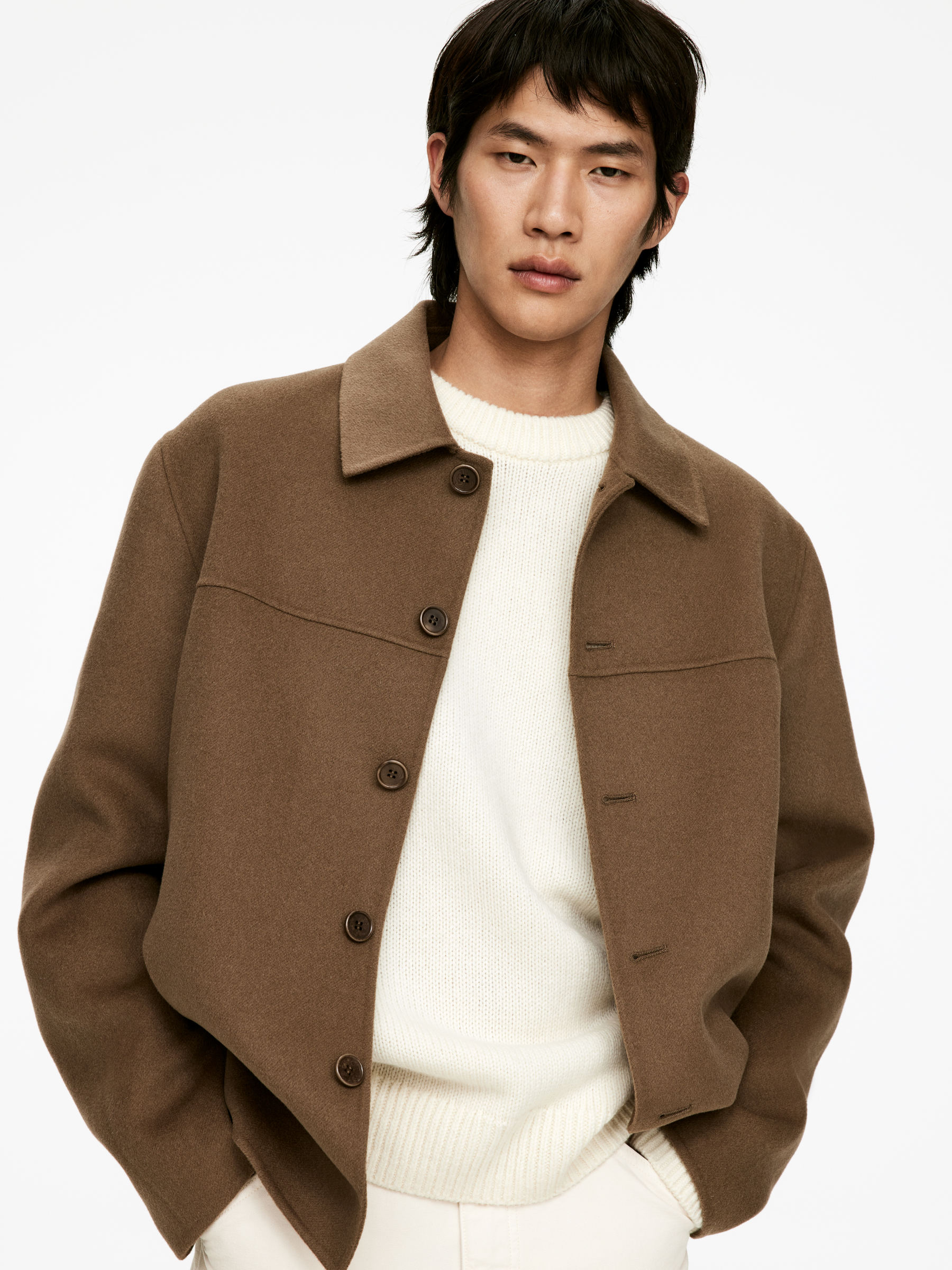 Pull en maille de laine épaisse - Blanc cassé - Relaxed fit - Homme - StillMedia/Lookbook - 4