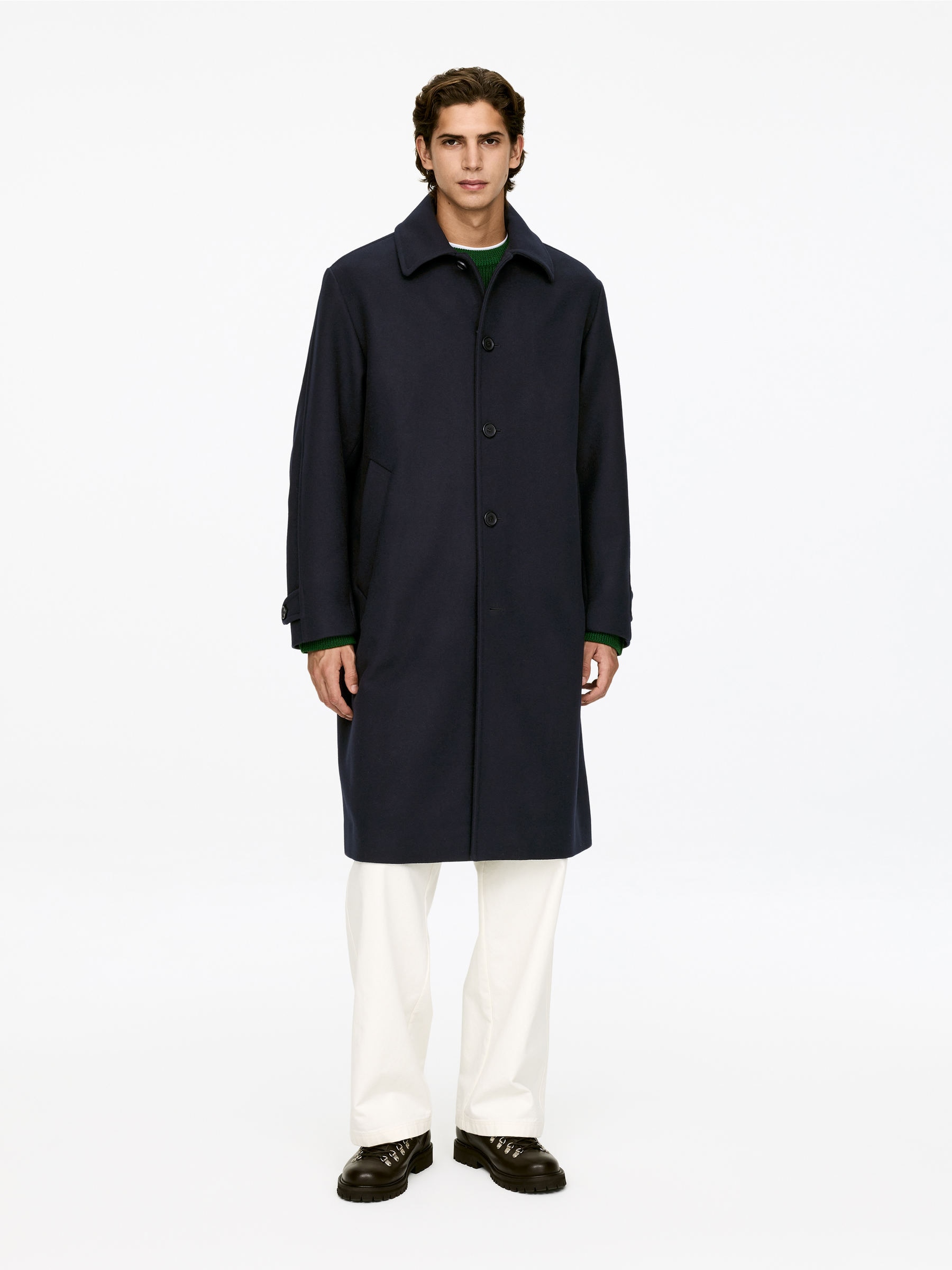 Kappa i dubbelvävd ullblandning - Mörkblå - Oversized - Men - StillMedia/Lookbook - 7