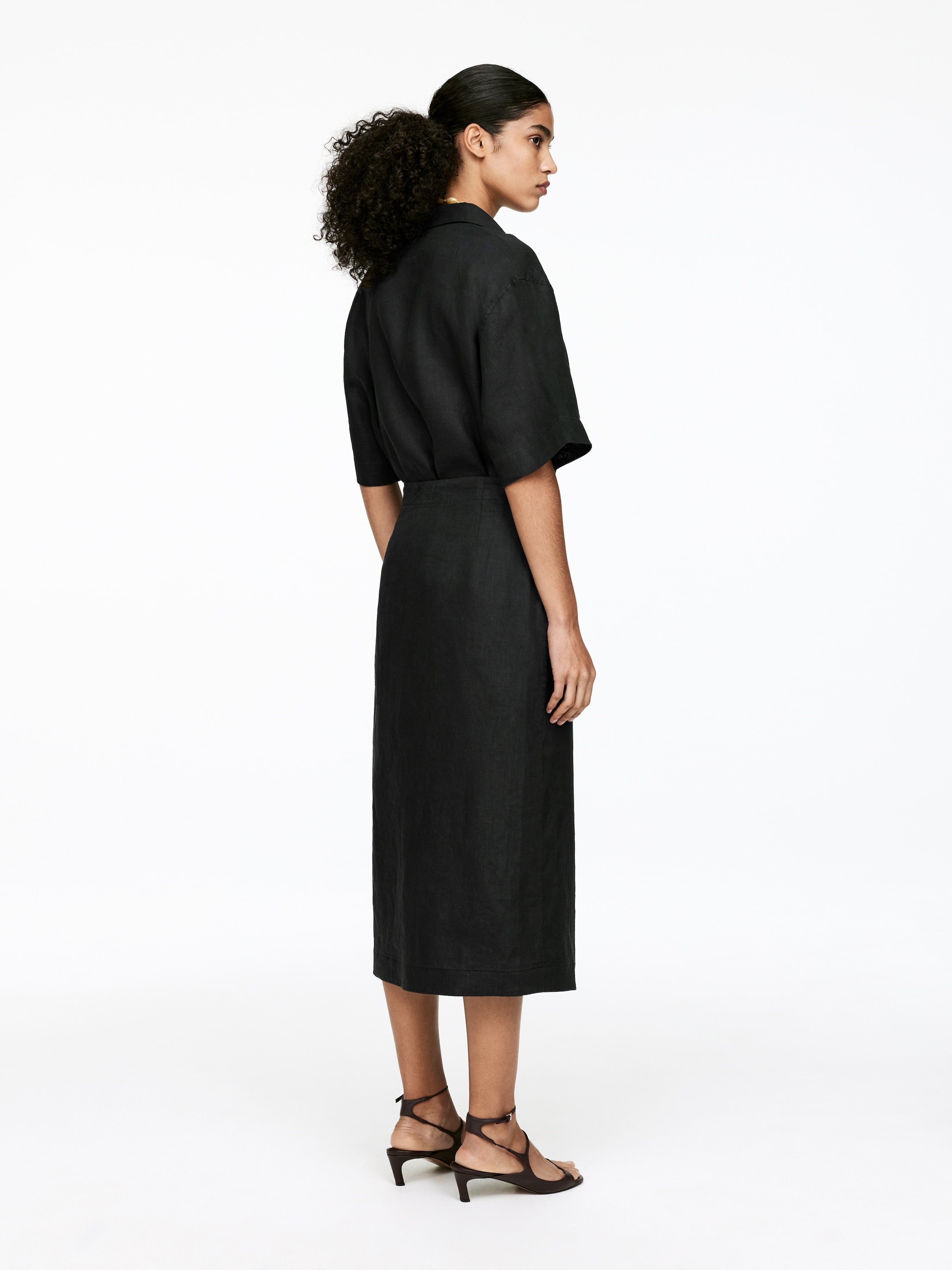 Zobrazit větší obrázek: Lněná zavinovací sukně - Black - ŽENY | H&M CZ 2