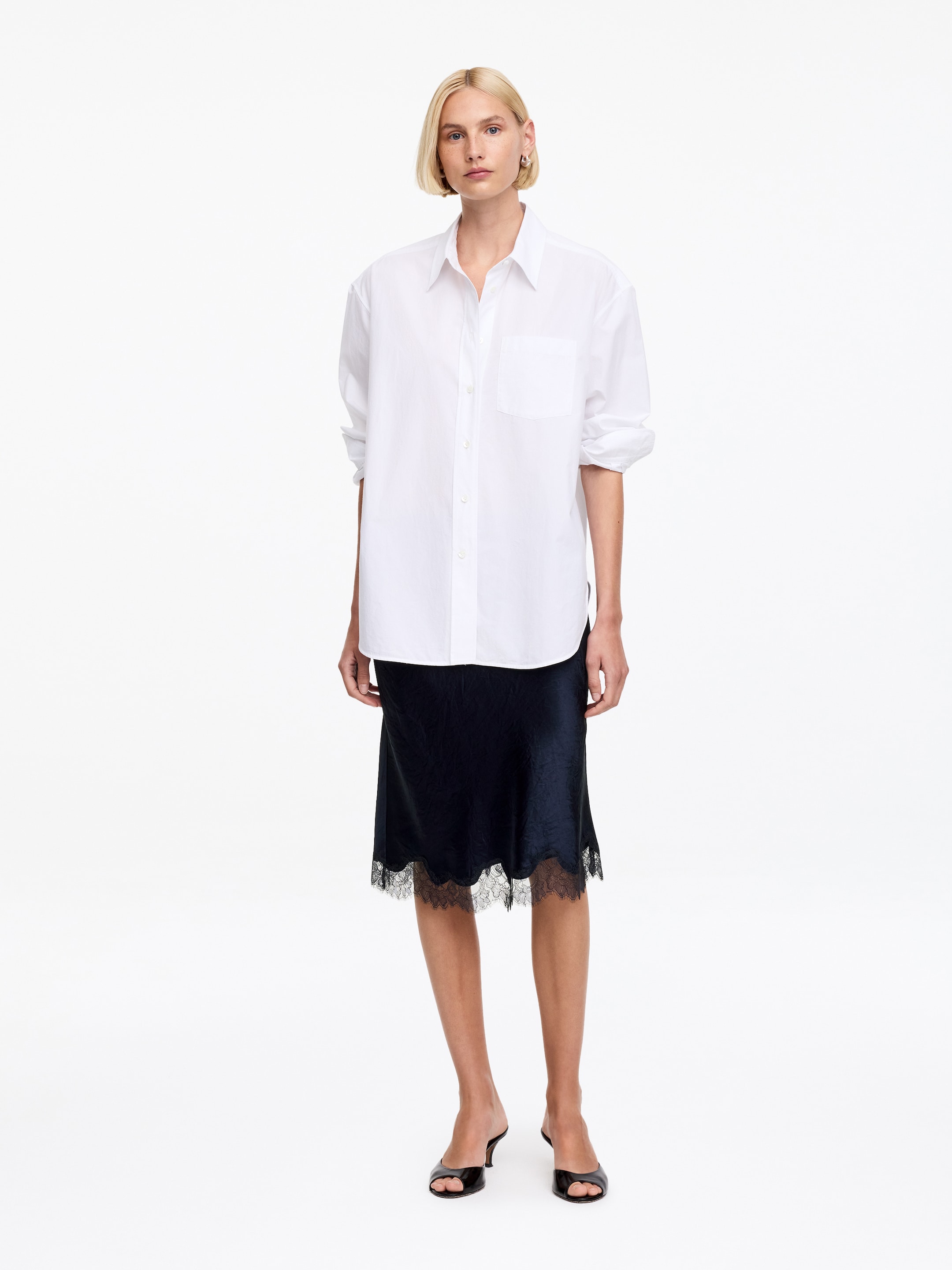 Gonna con dettagli in pizzo - Blu scuro - Regular fit - Women - StillMedia/Lookbook - 4