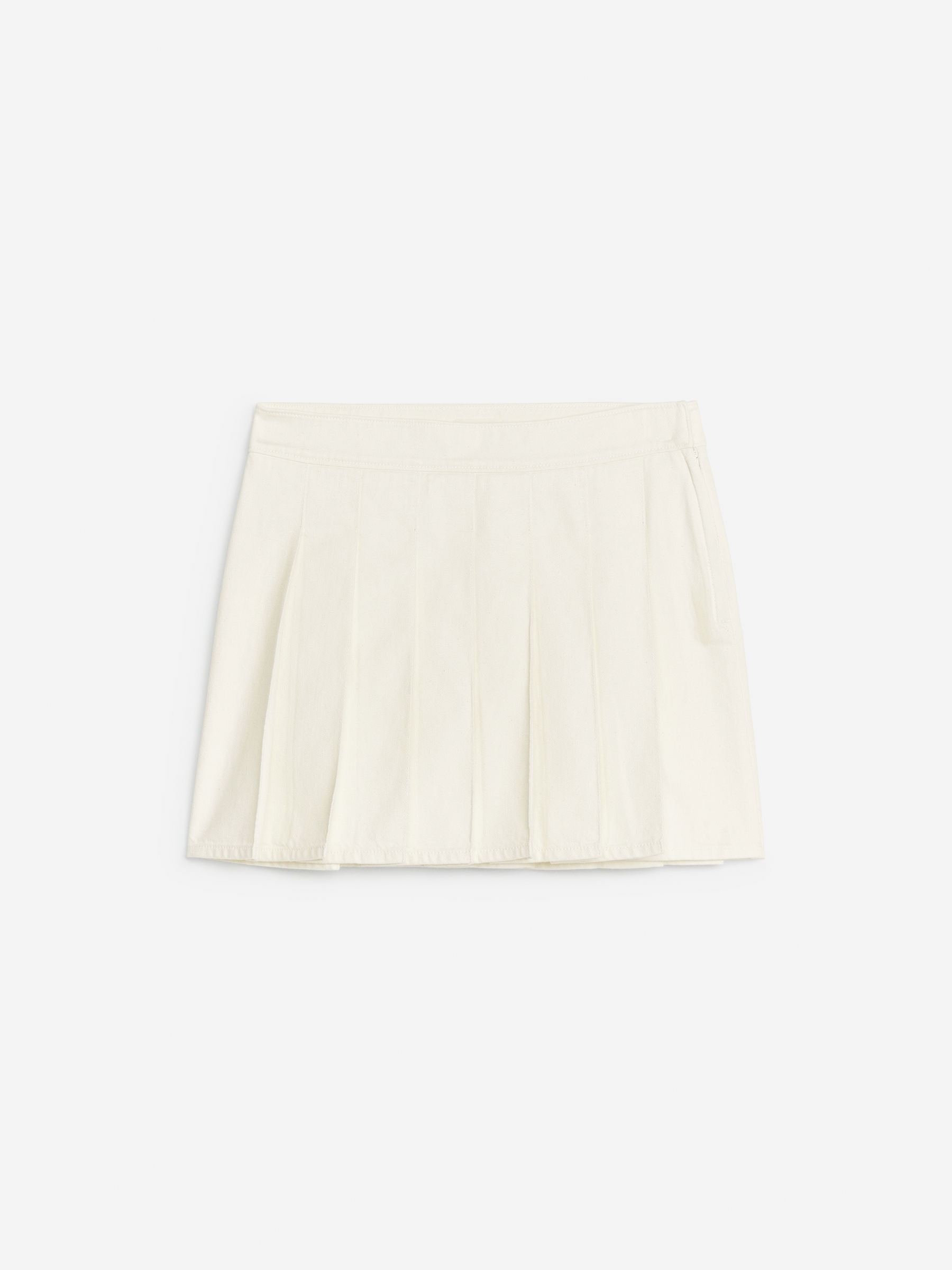 Pleated Denim Skirt - White - Regular fit - Women - StillMedia/DescriptiveStillLife - 1