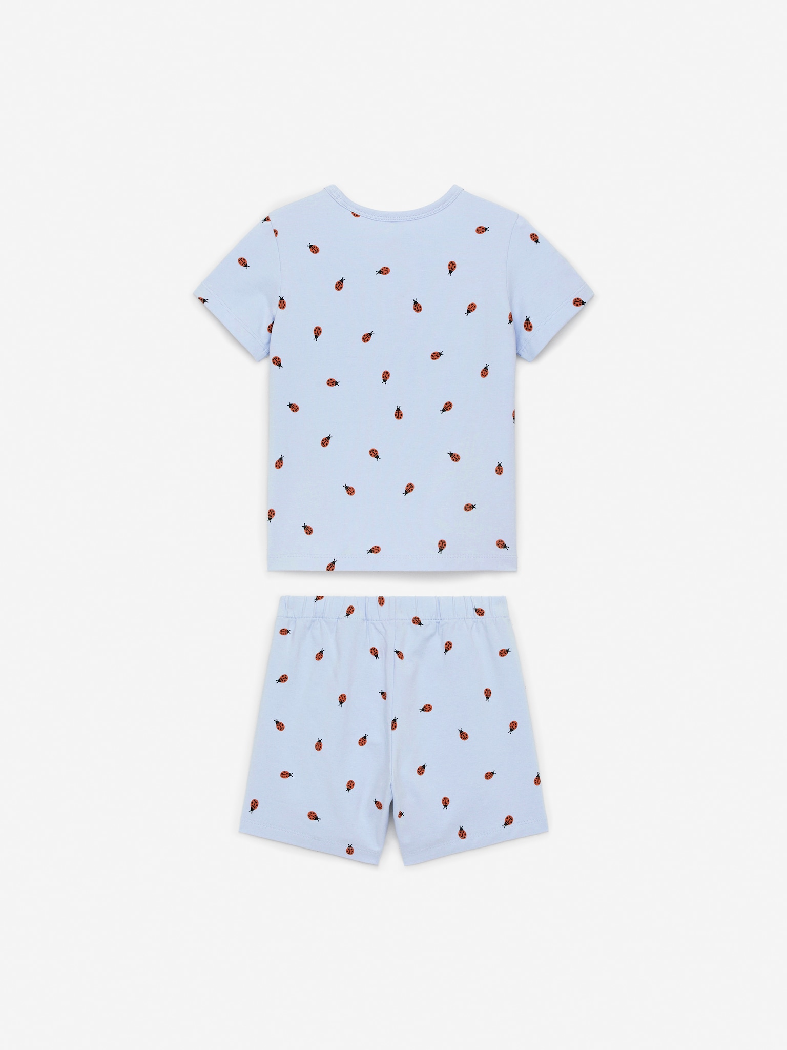 Conjunto de pijama corto de punto - Azul claro/Verde/rayas/Blanco/Azul/blanco/Rosa/corazones rojos/Rosa/lunares azules/Lila/morado - 3