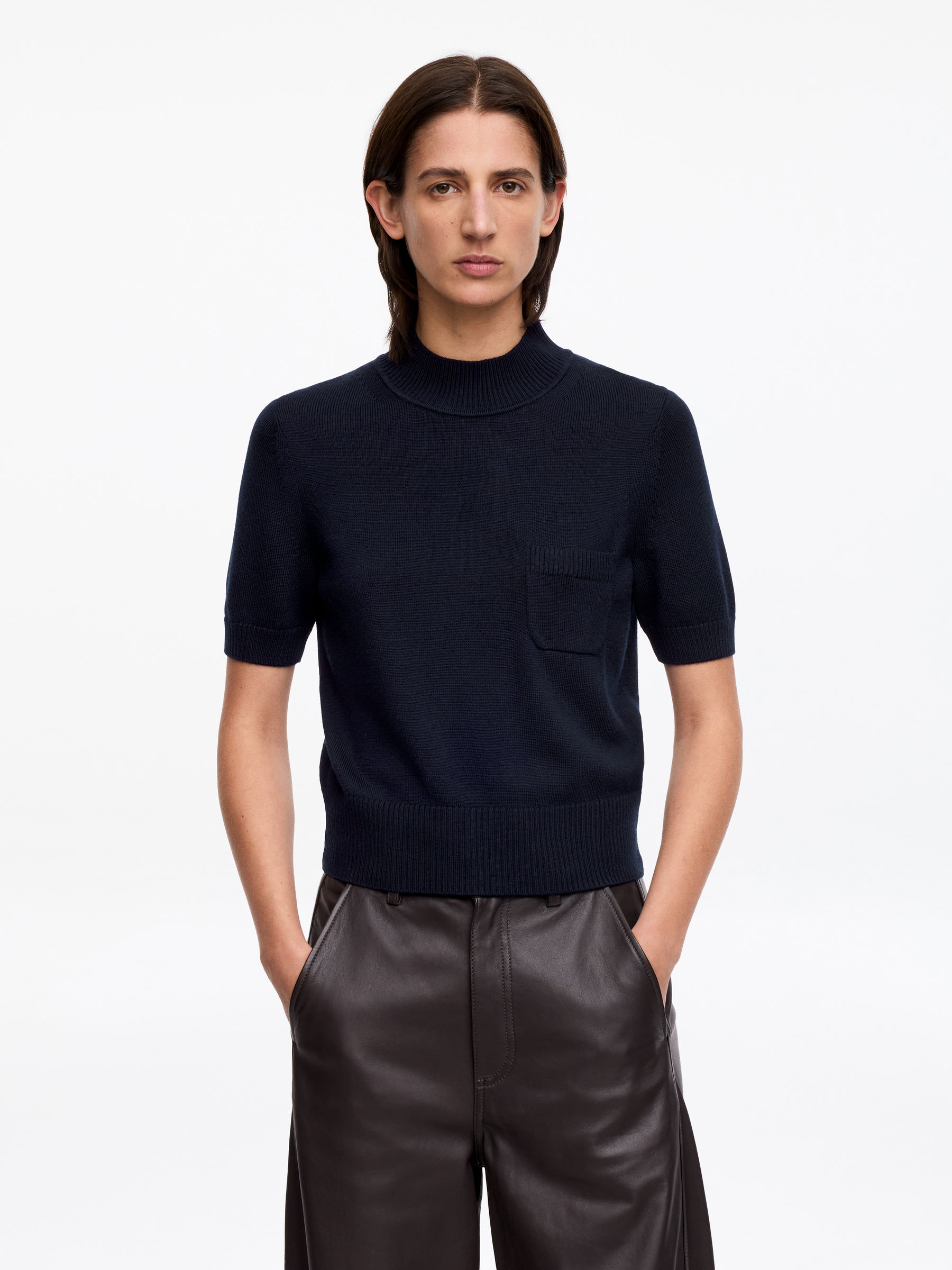 Short-Sleeve Merino Jumper - Dark Blue - Regular fit - Women - StillMedia/Lookbook - 8