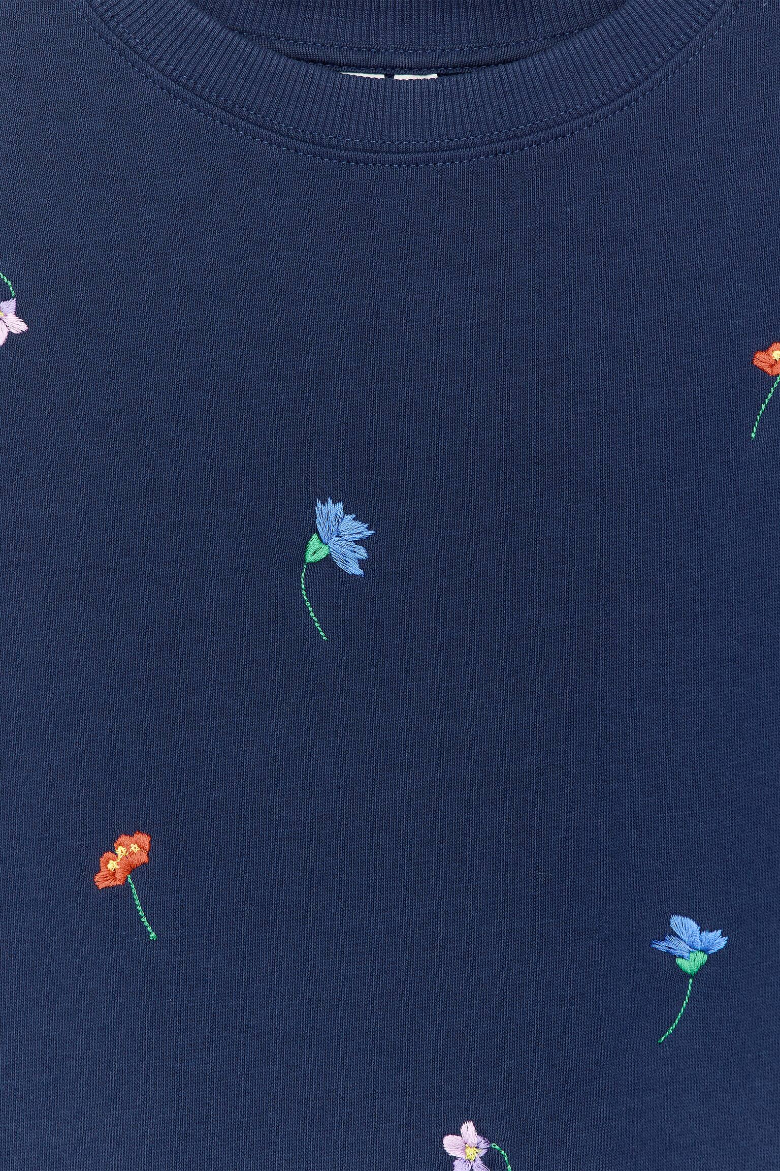 Oversized sweatshirtkjole - Mørkeblå/blomster - 2