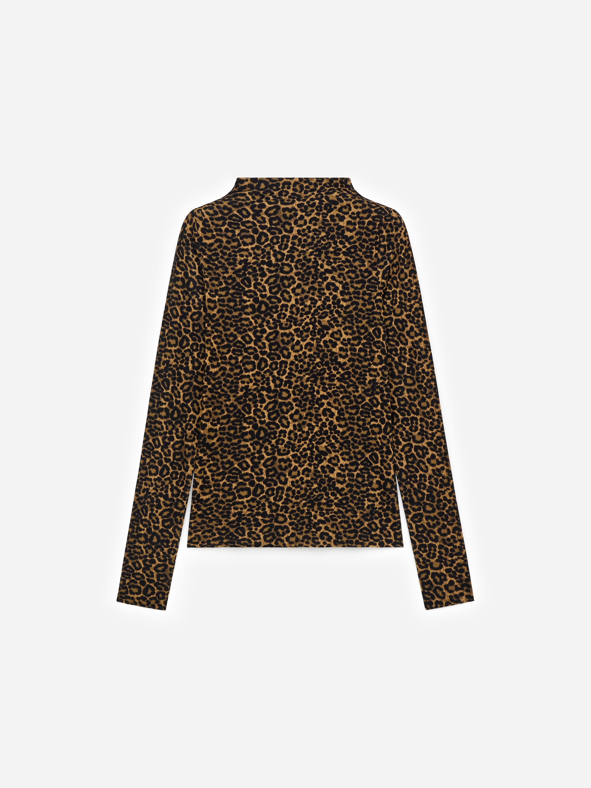 Mock-Neck Jersey Top - Beige/Black