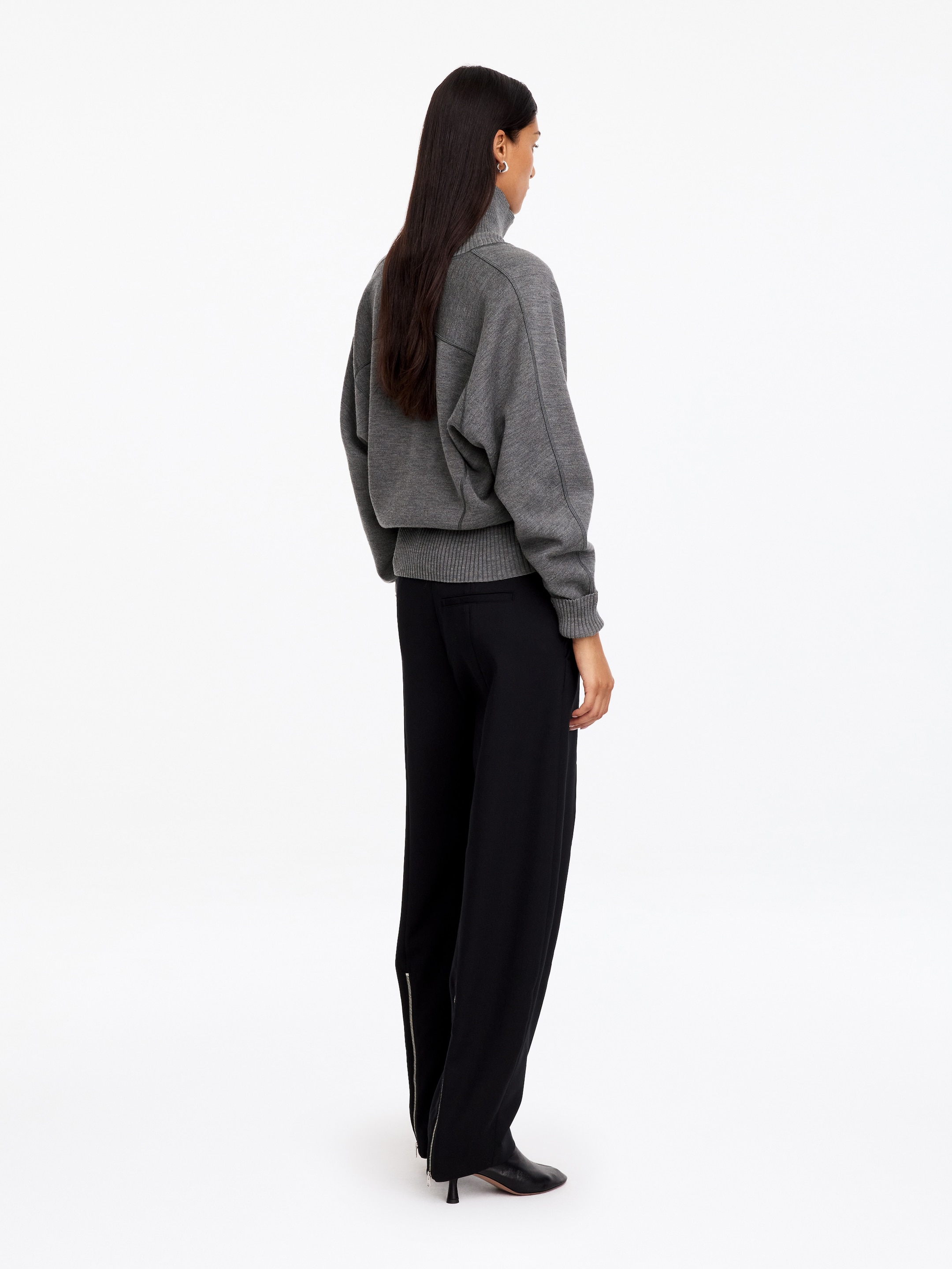Pullover aus Merinowolle mit Stehkragen - Graumeliert - Loose Fit - women - StillMedia/Lookbook - 4