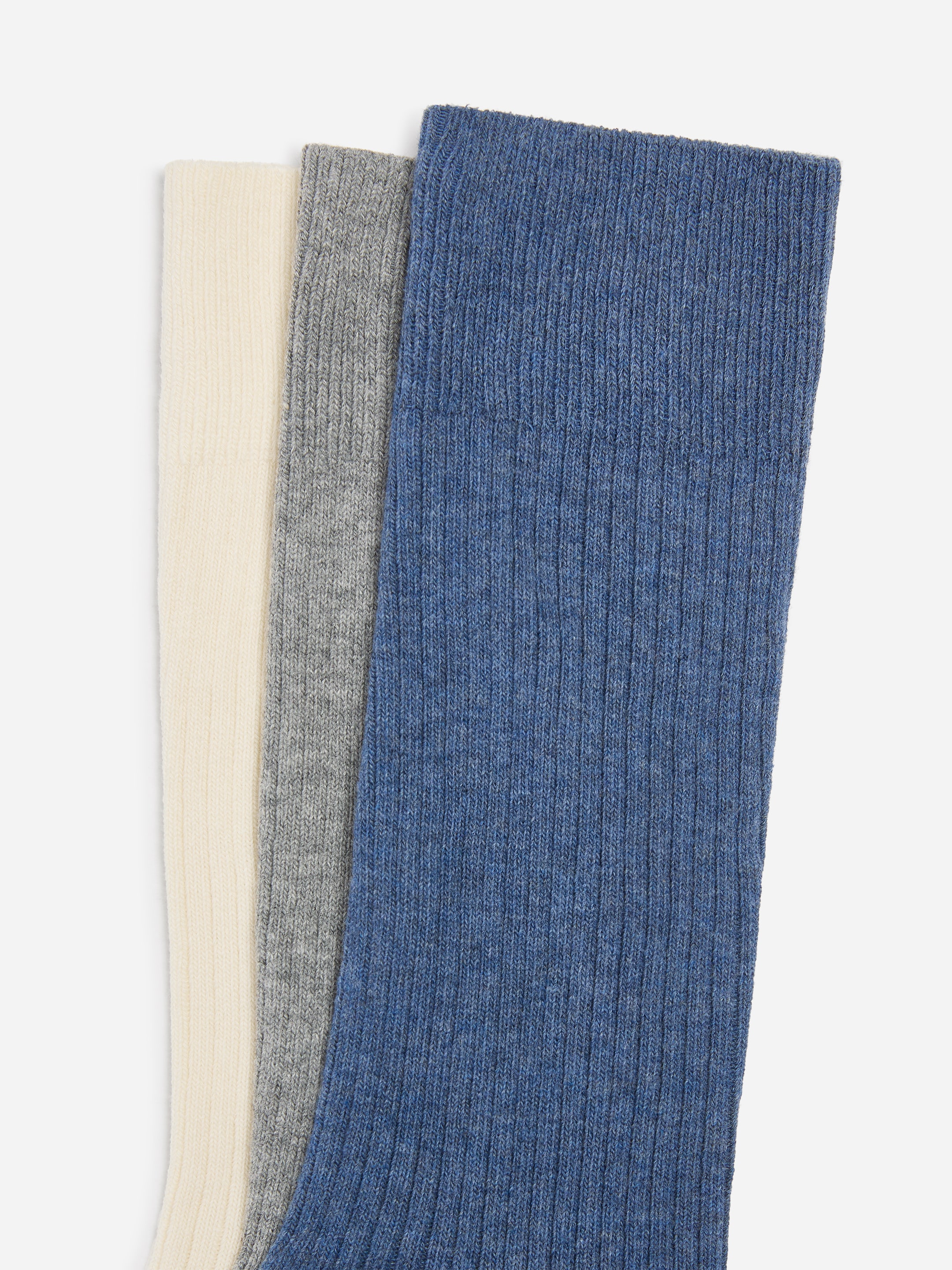 Supima Cotton Rib Socks Set of 3 pairs - Blue/Beige/Grey - men - StillMedia/DescriptiveDetail - 2