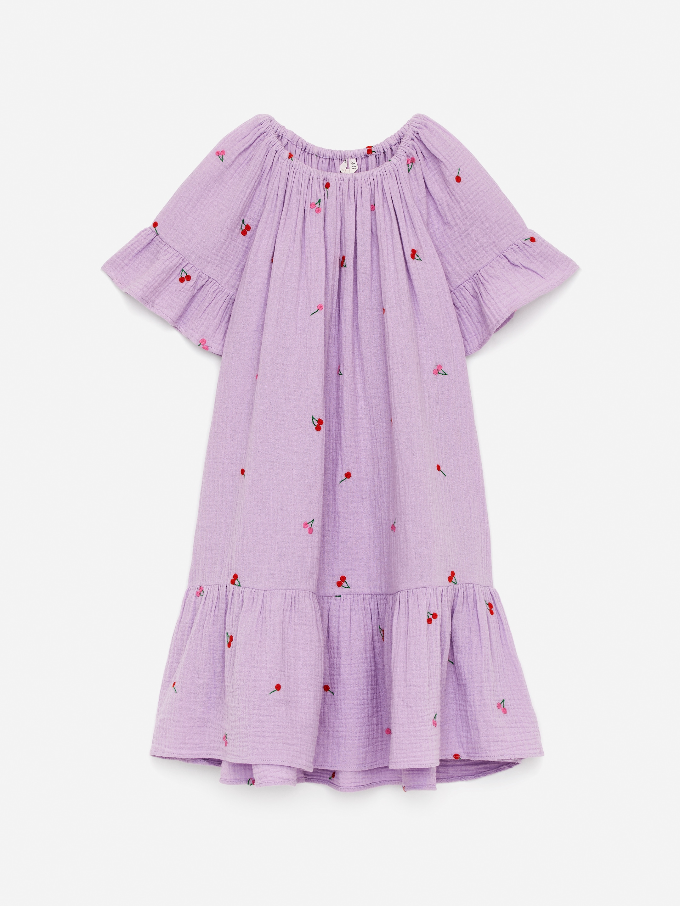 Näytä suurempi kuva: Puuvillamusliinimekko - Liila/kirsikat - Kids | H&M FI 1