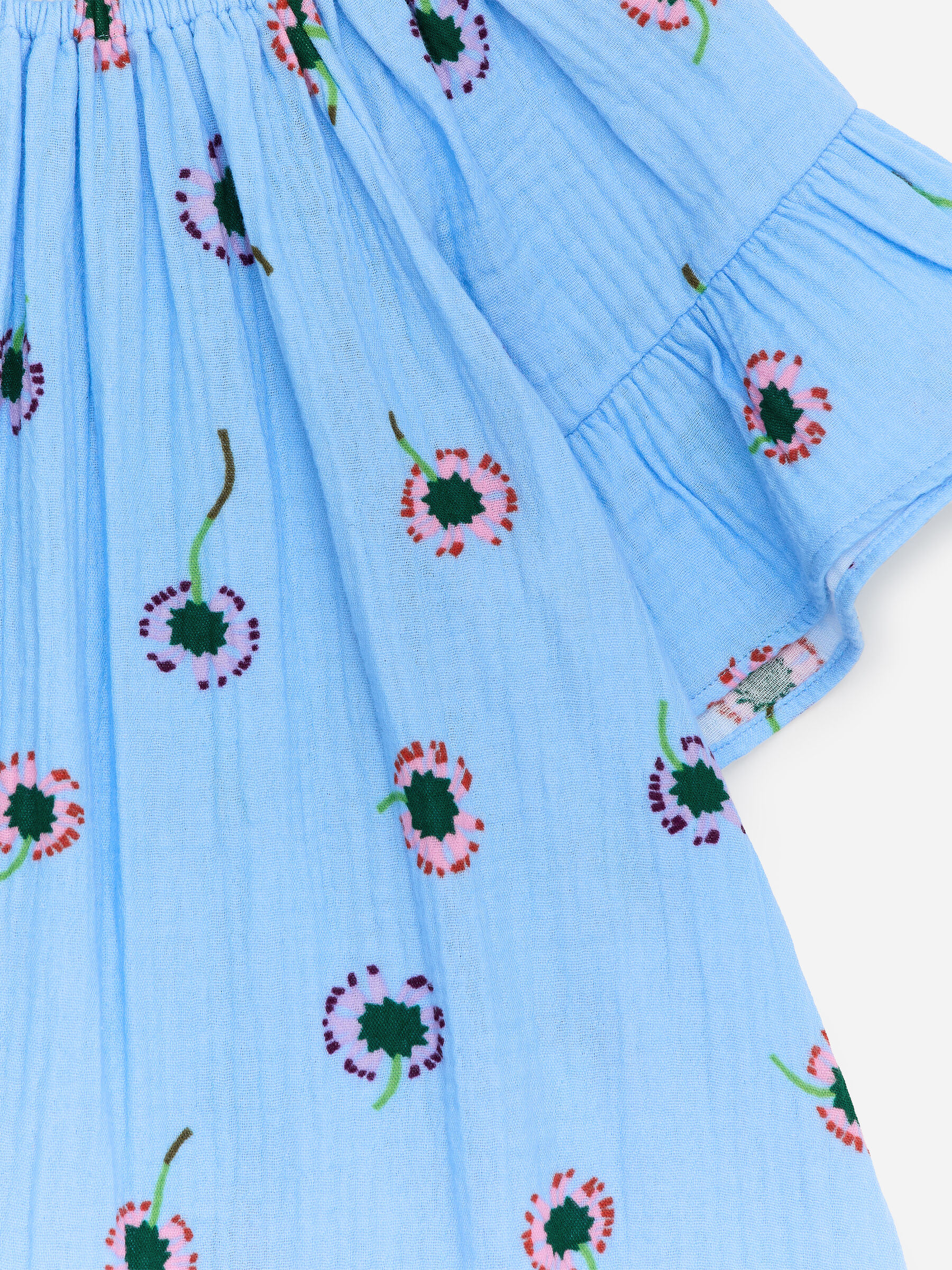 Kleid aus Baumwollmusselin mit Volants - Hellblau/Blumen - Relaxed Fit - Kinder - StillMedia/DescriptiveDetail - 1