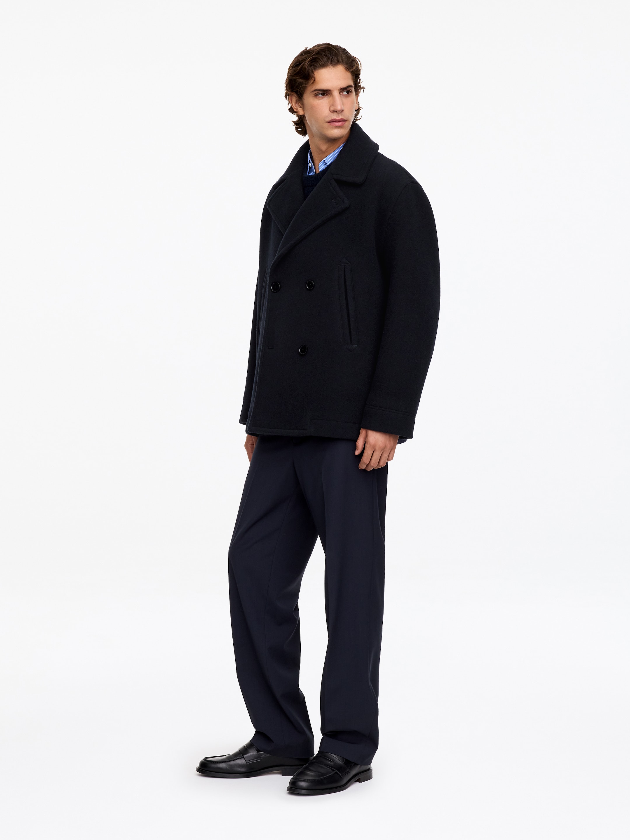 Wool-Blend Pea Coat - Dark Blue - Relaxed fit - men - StillMedia/Lookbook - 6