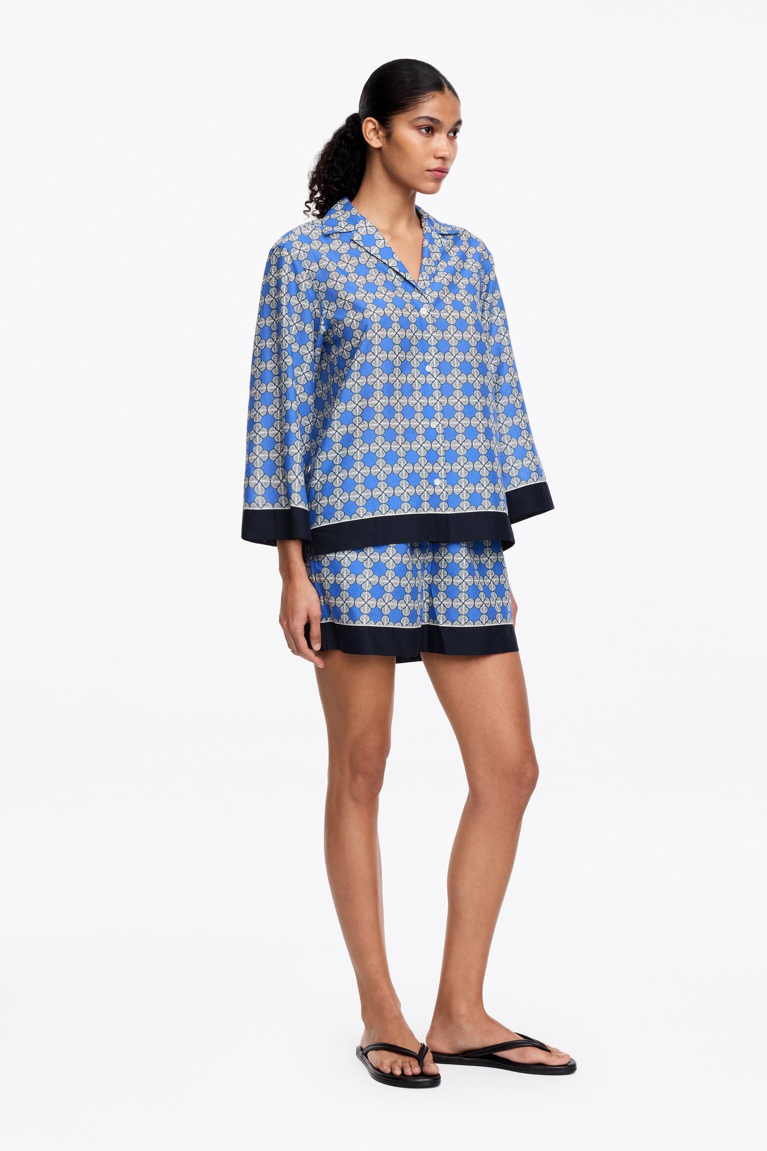 Chemise en lyocell mélangé-Bleu - 5