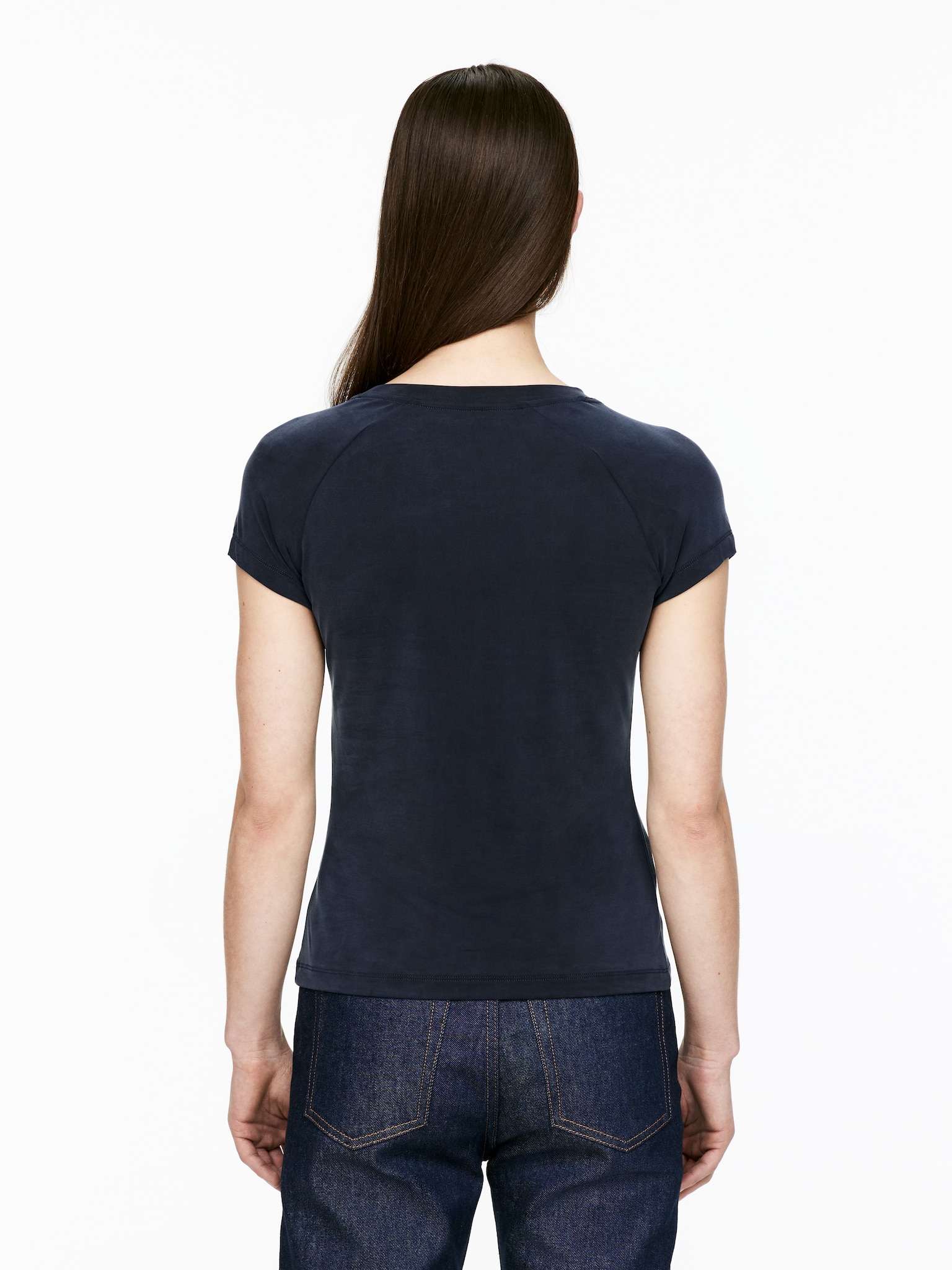 T-shirt en cupro - Bleu foncé/Marron - 3