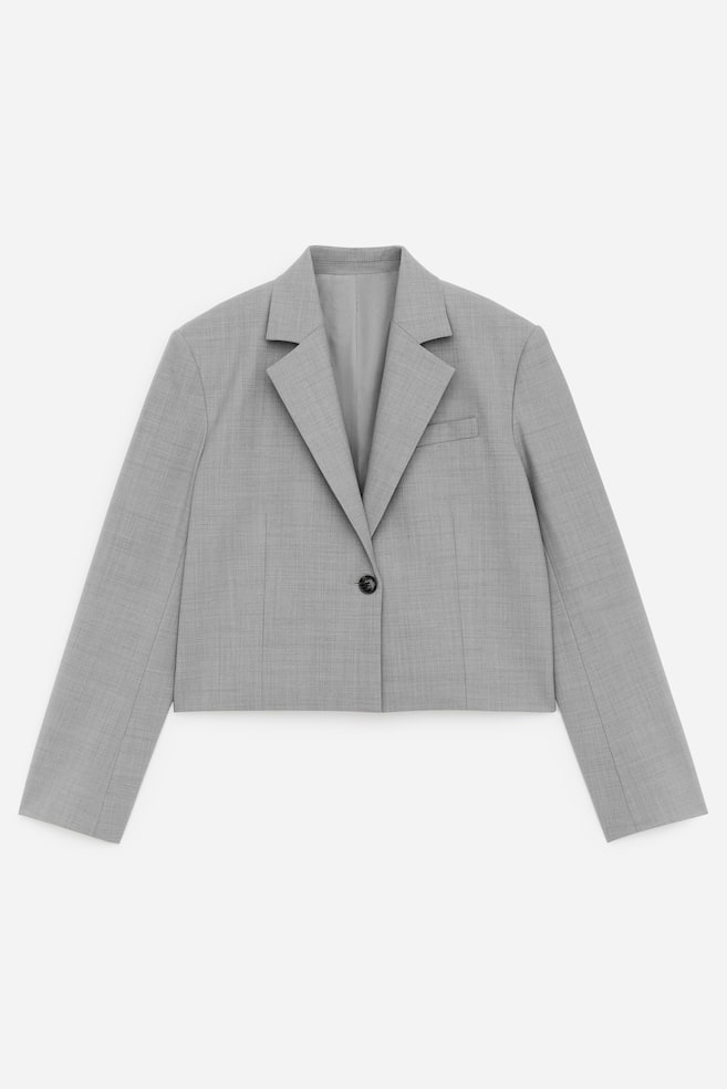 Cropped Blazer - Grey - 1