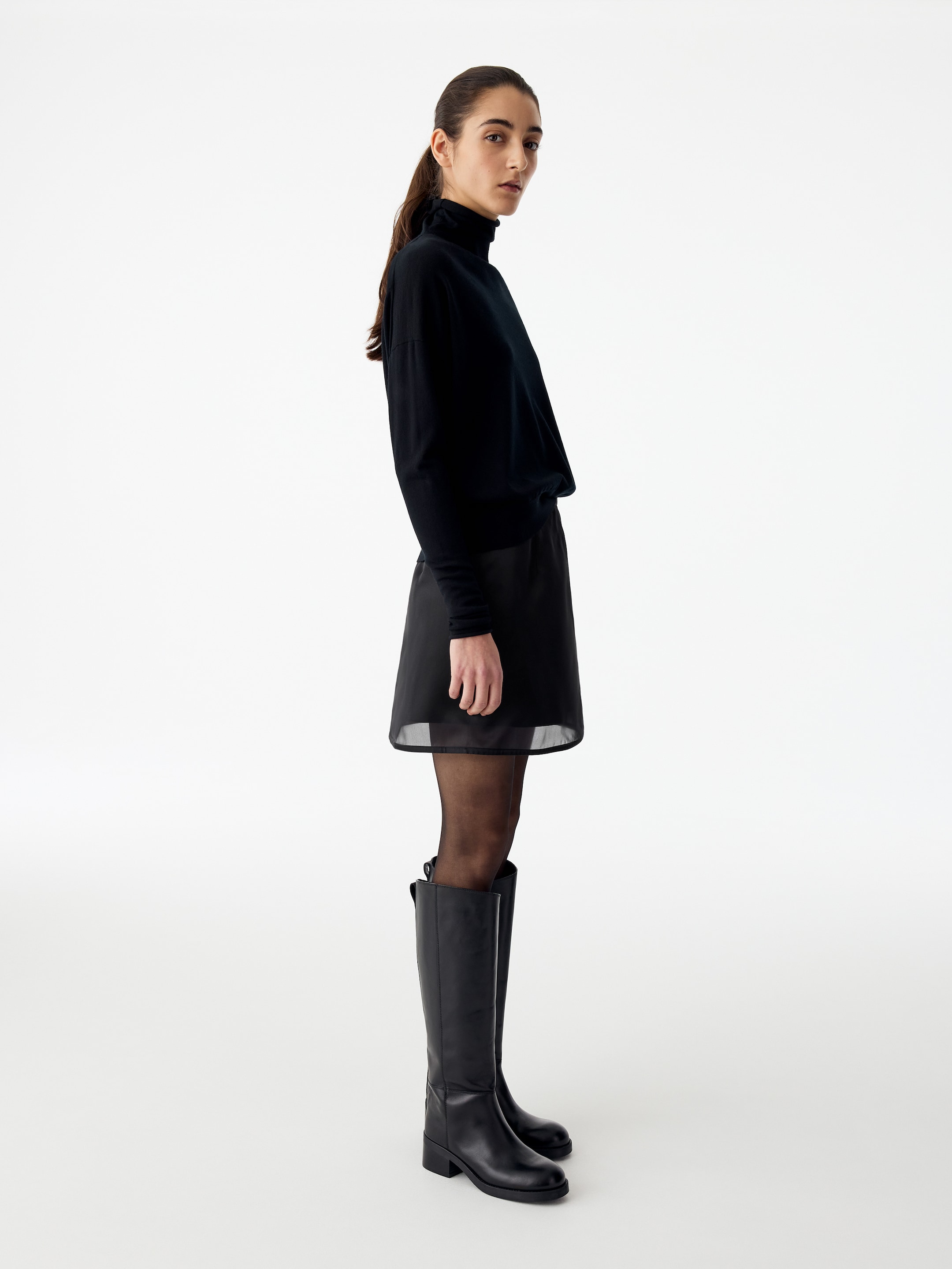 Silk Organza Mini Skirt - Black - Regular fit - women - StillMedia/Lookbook - 9