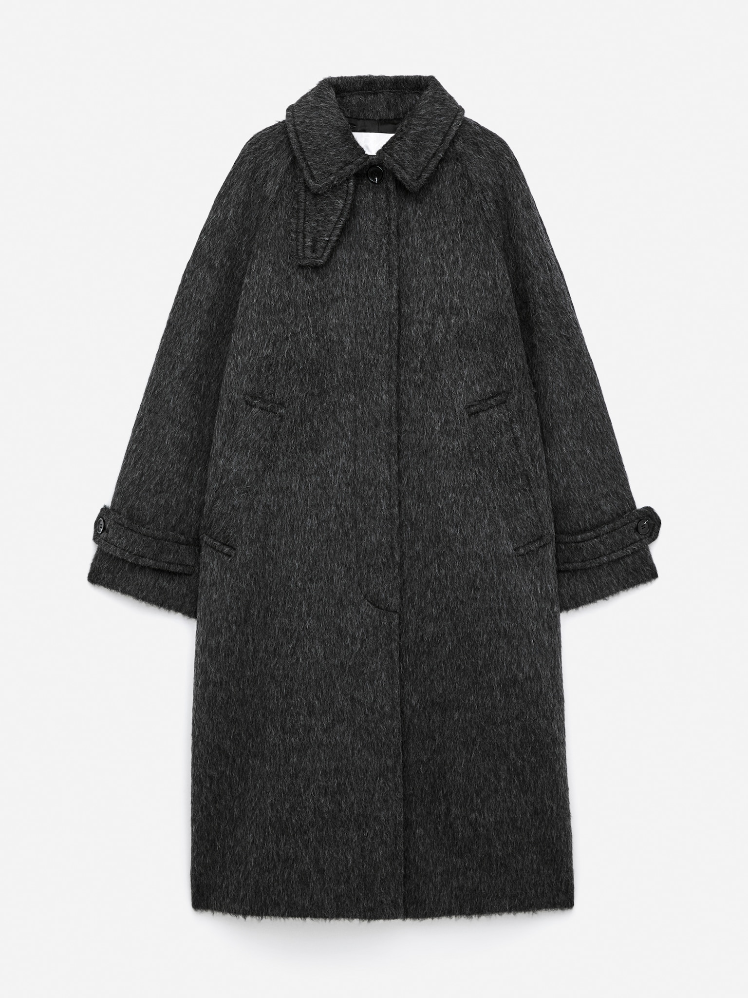 Manteau en mélange de laine et d'alpaga - Noir/Taupe foncé - 2