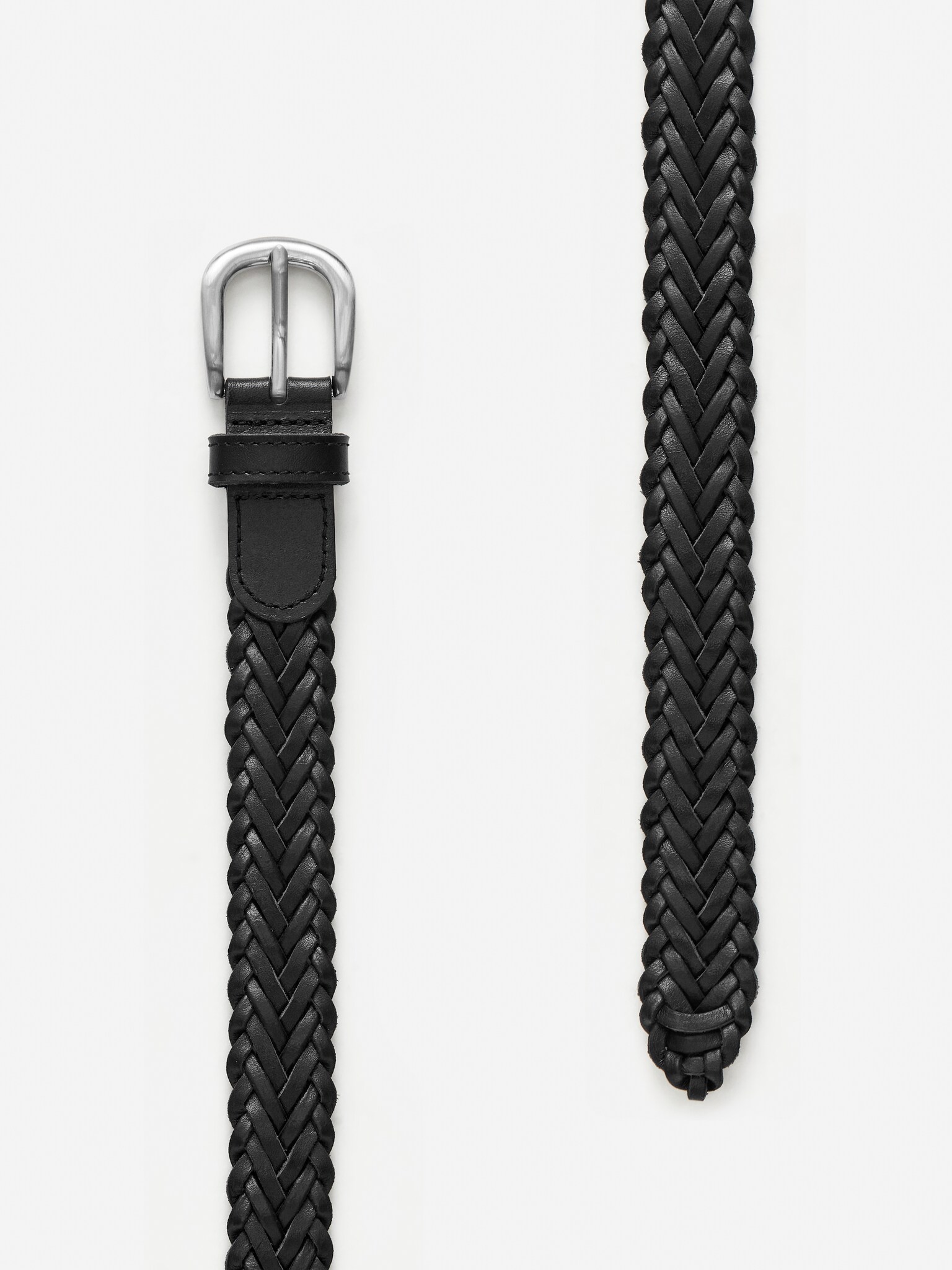 Flätat skärp i läder - Svart - 3