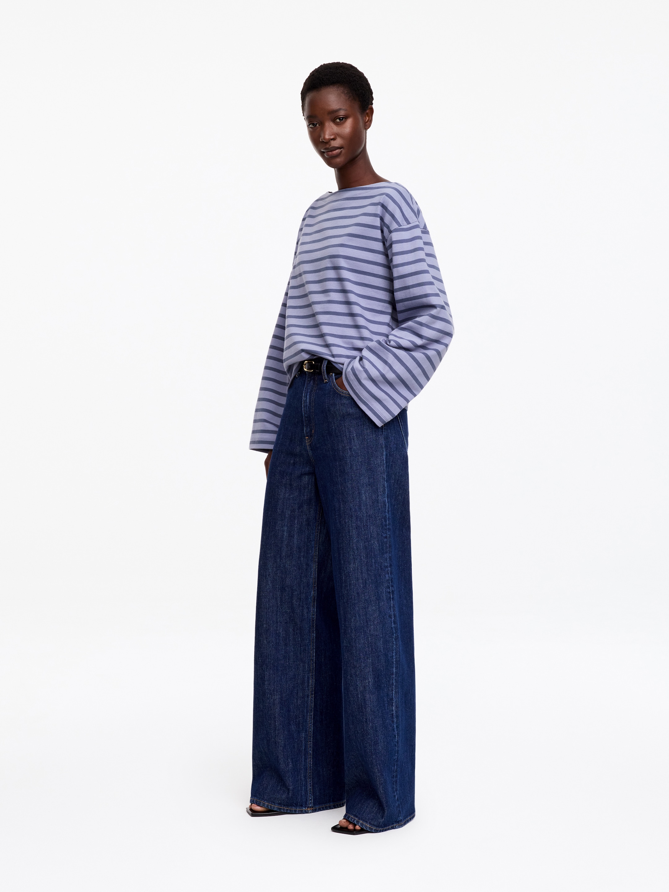 Top de cuello barco a rayas - Azul empolvado - Corte estándar - women - StillMedia/Lookbook - 5