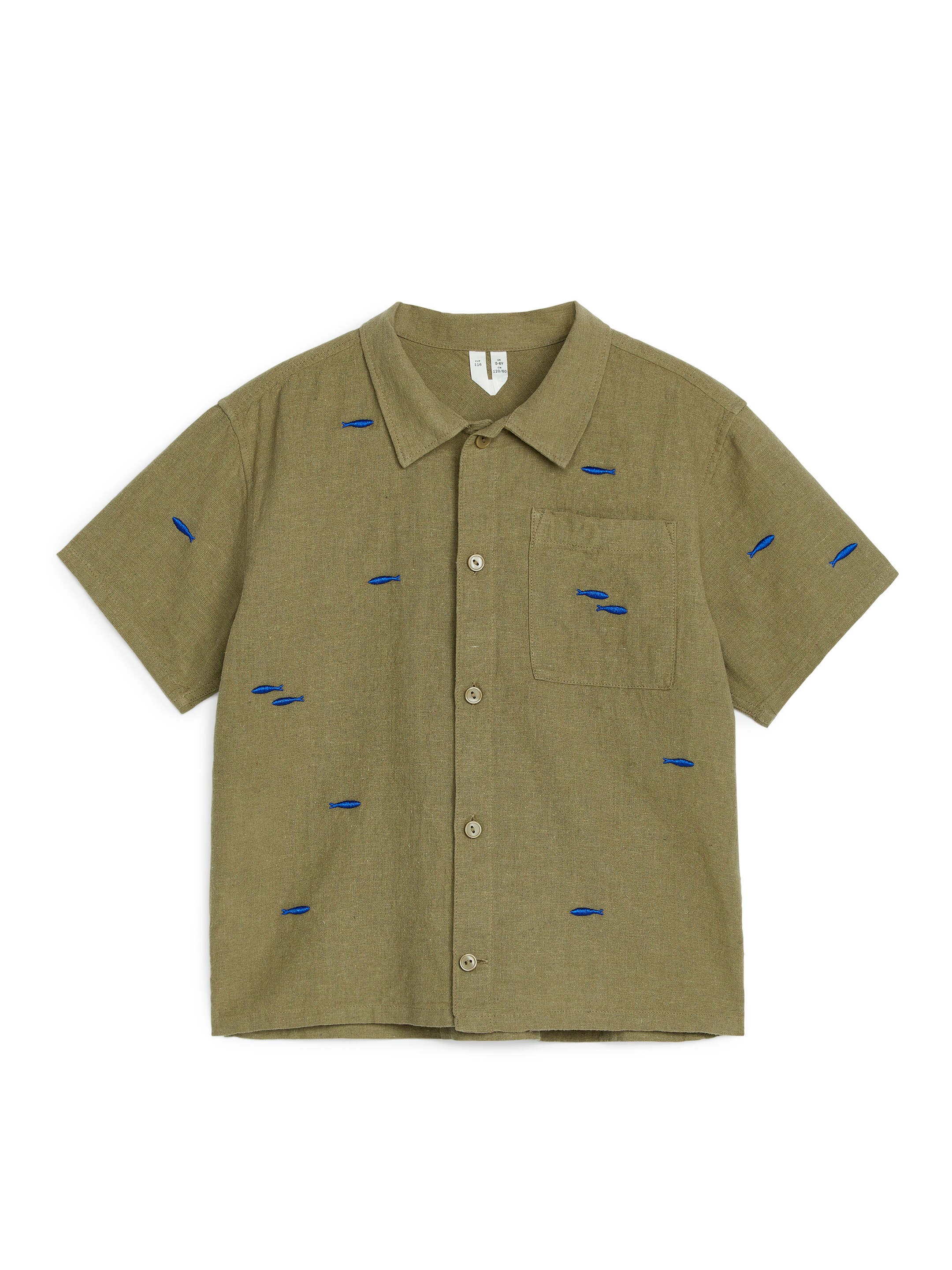 Ingrandisci l'immagine: Embroidered Linen-Cotton Shirt - Khaki Green - BAMBINO | H&M CH 1