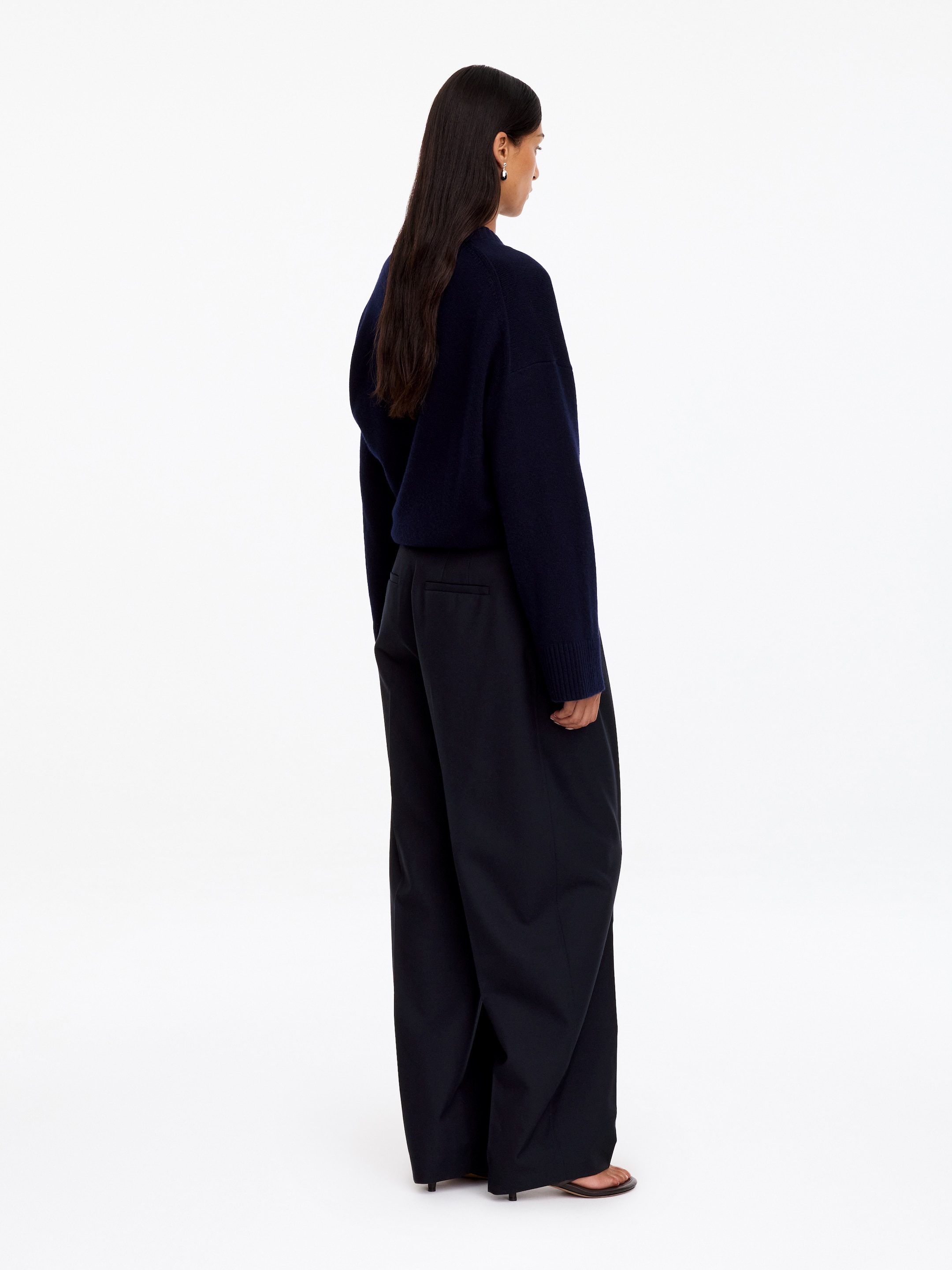 Hopsack Wool Trousers - Dark Blue - Regular fit - women - StillMedia/Lookbook - 6