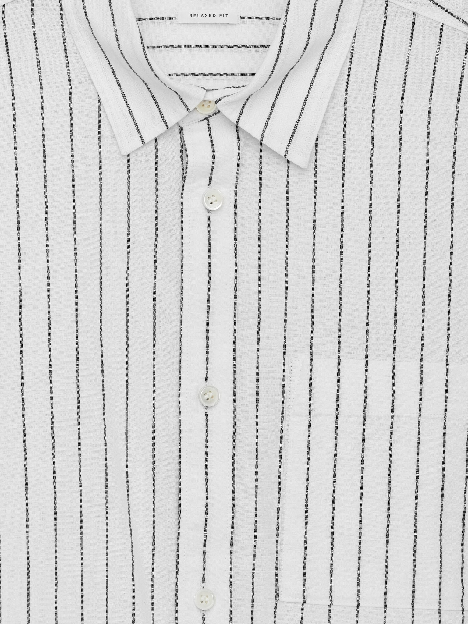 Chemise décontractée en coton et lin - Blanc/Noir - 2