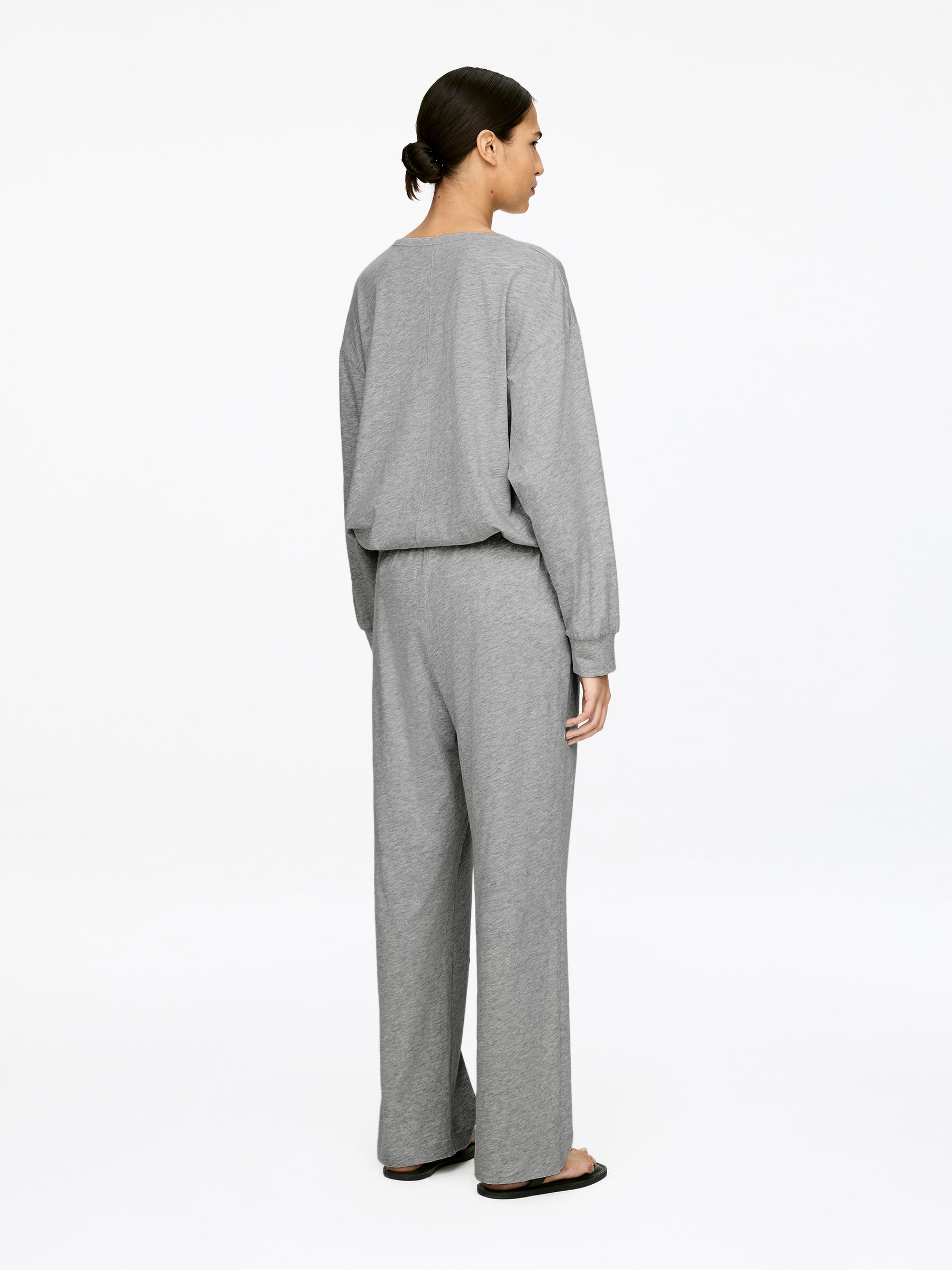 Pantalones en mezcla de algodón fluida - Gris - Corte relajado - Women - StillMedia/Lookbook - 3