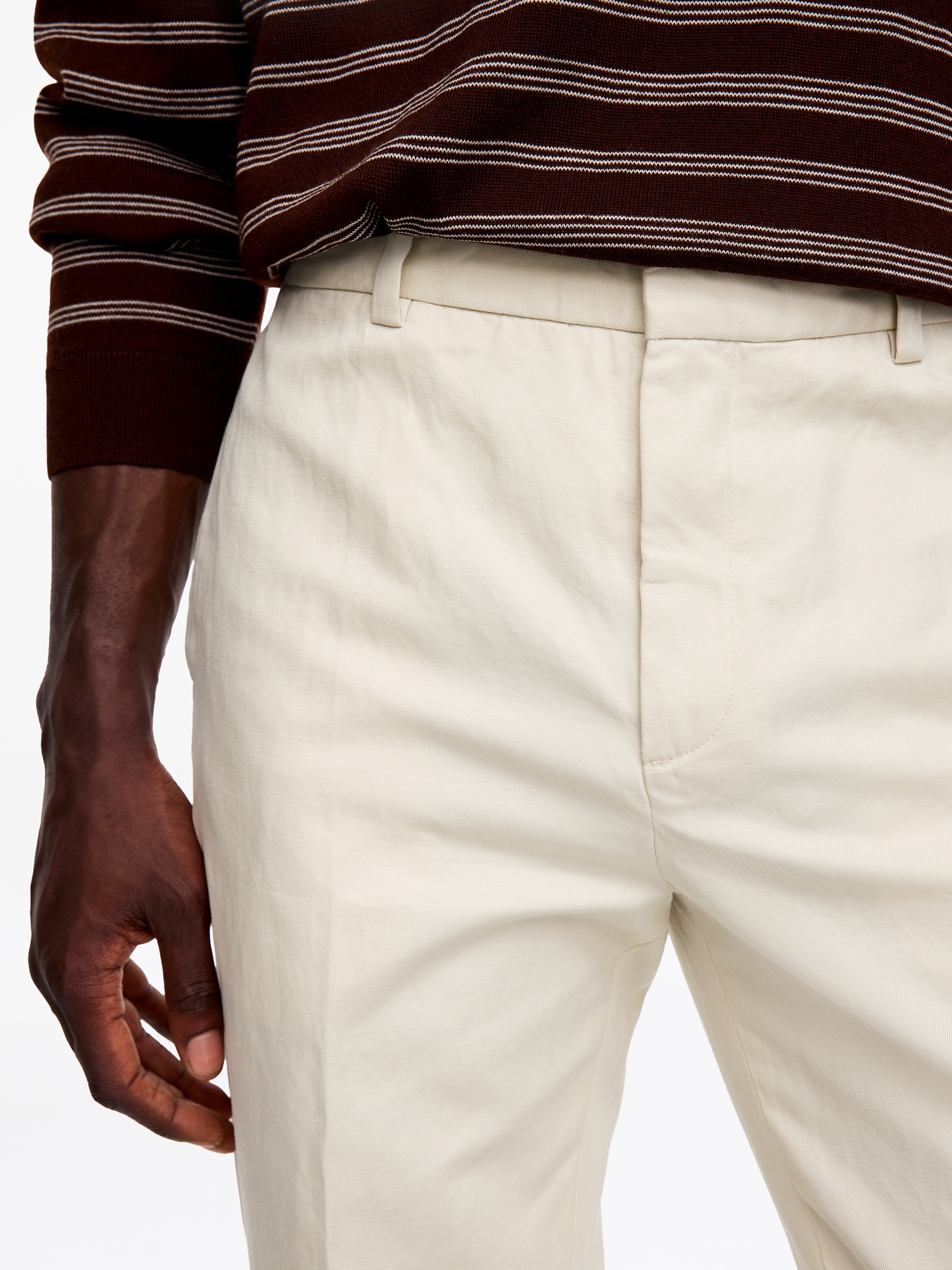 Regular Cotton Linen Slacks - Beige - Regular fit - Men - StillMedia/Lookbook - 3