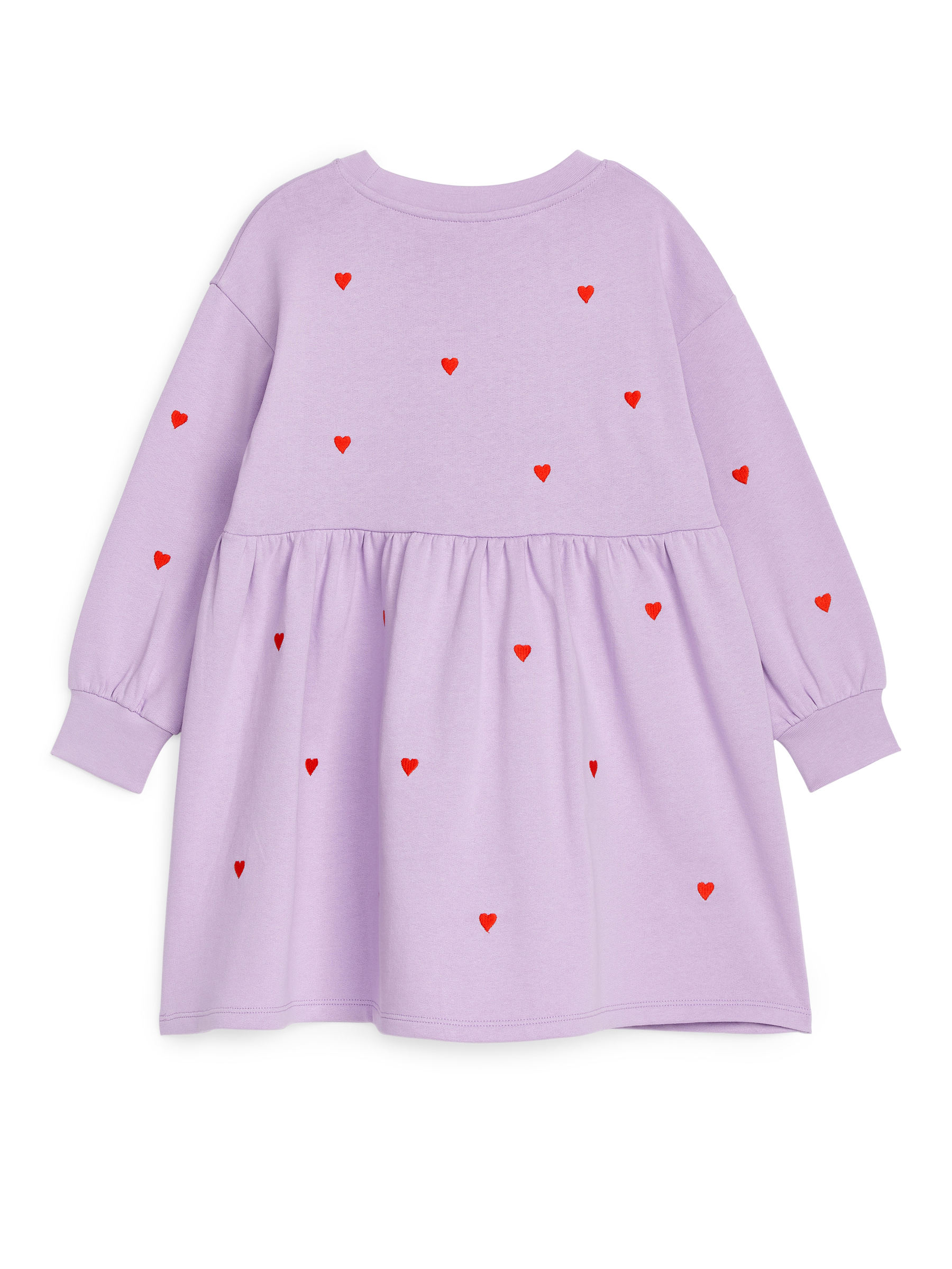 Embroidered Sweatshirt Dress - Lilac/Red Hearts - Oversized - Children - StillMedia/DescriptiveStillLife - 2