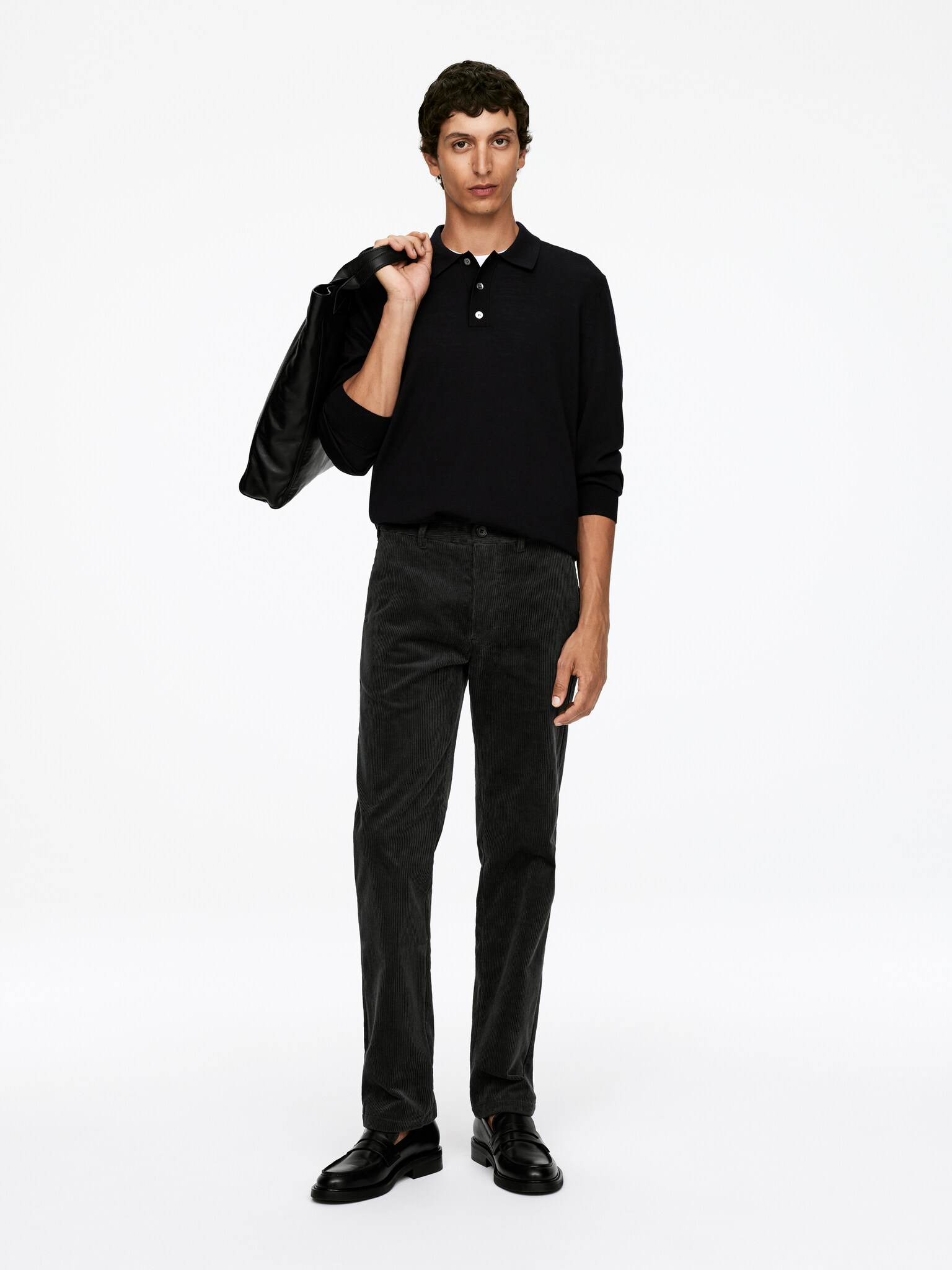 Straigh-Fit Corduroy Chinos - Black/Dark Blue