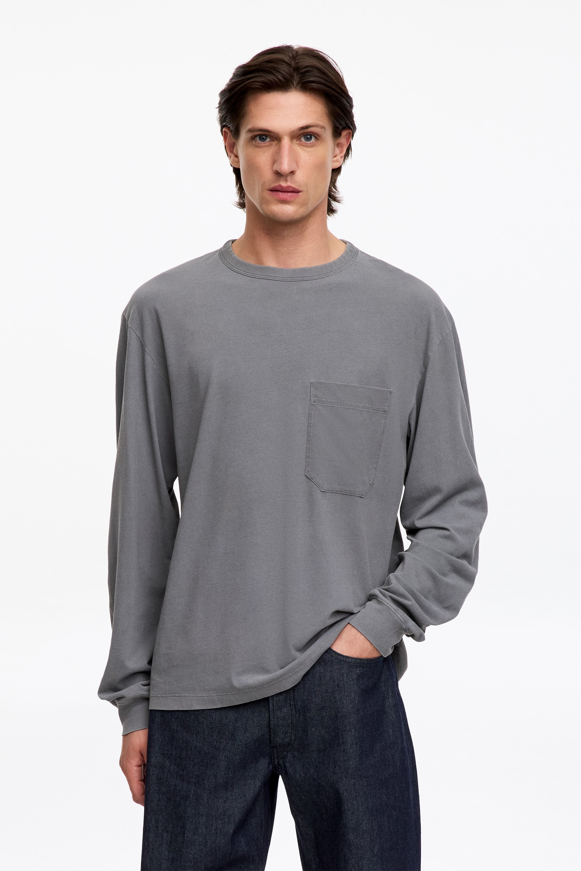 Zobacz większy obraz: Luźny T-shirt z długim rękawem - Szary - ON | H&M PL 1