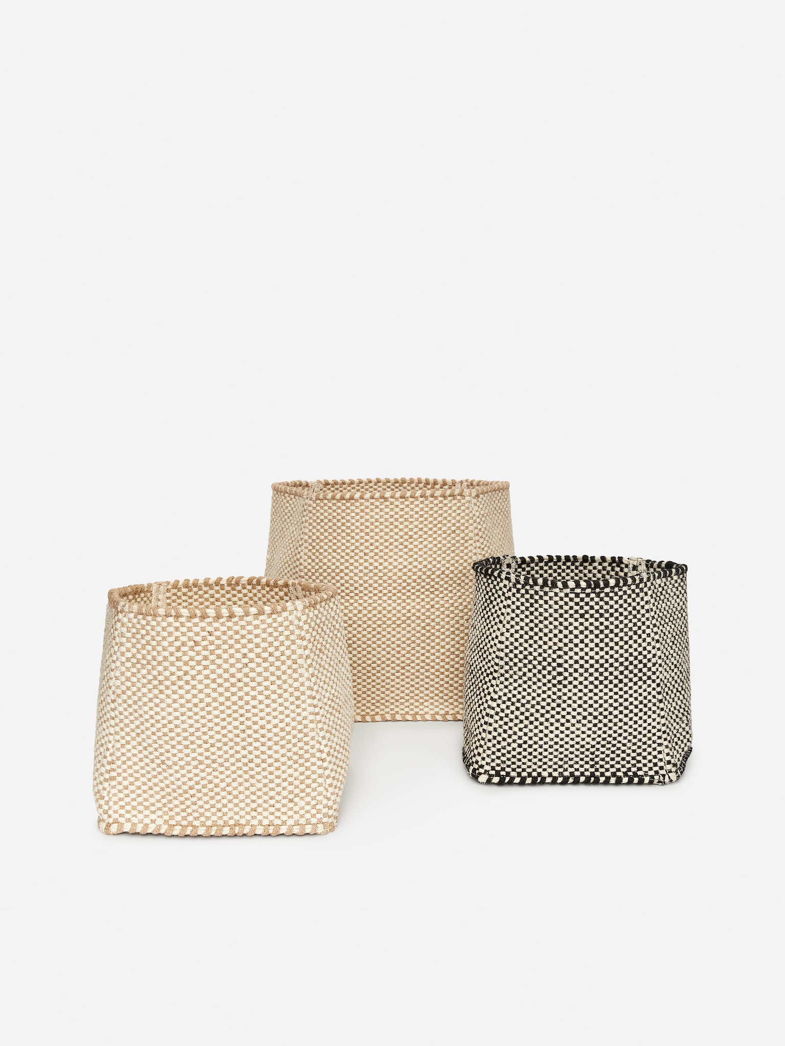 Jute Storage Basket 25 cm - Black/Off White/Beige/Off White - 2